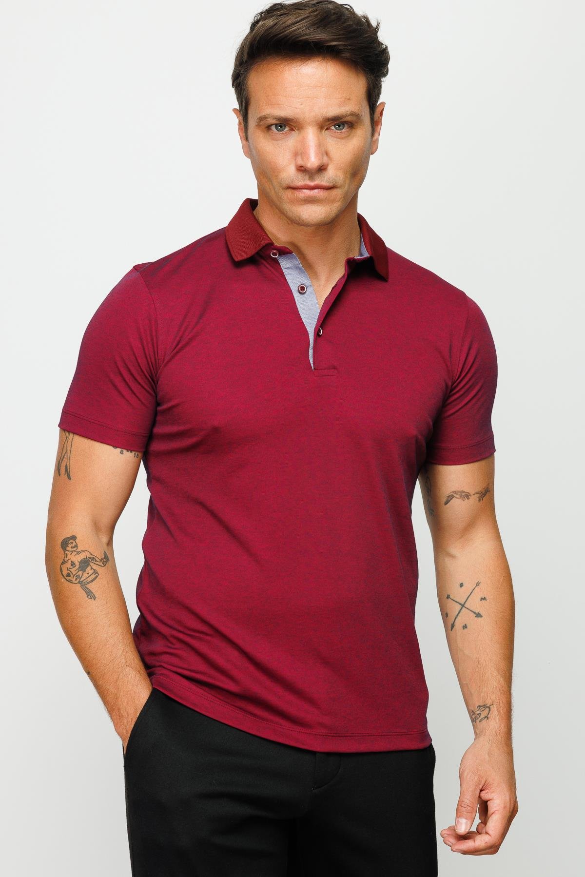 301Erkek Polo Yaka T-shirt Bordo