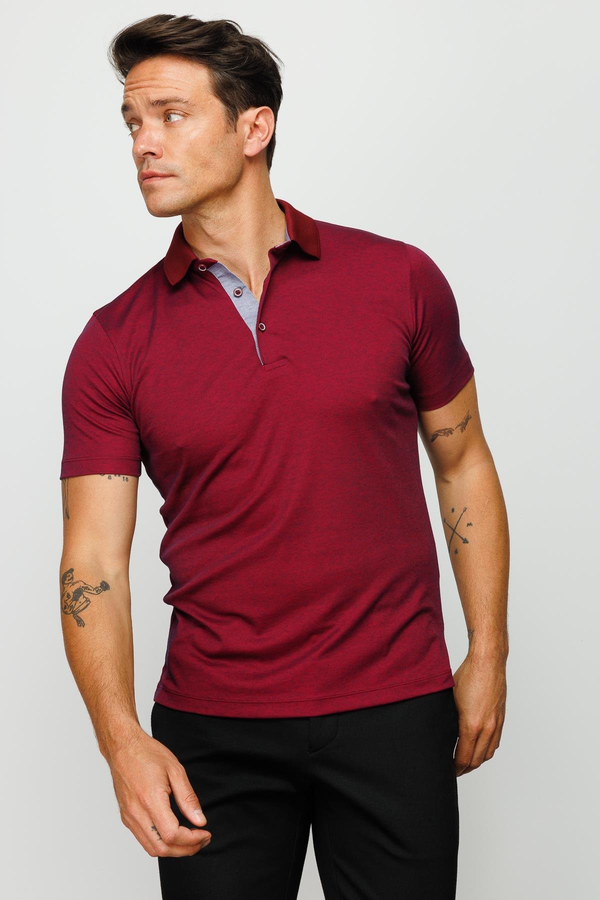 301Erkek Polo Yaka T-shirt Bordo