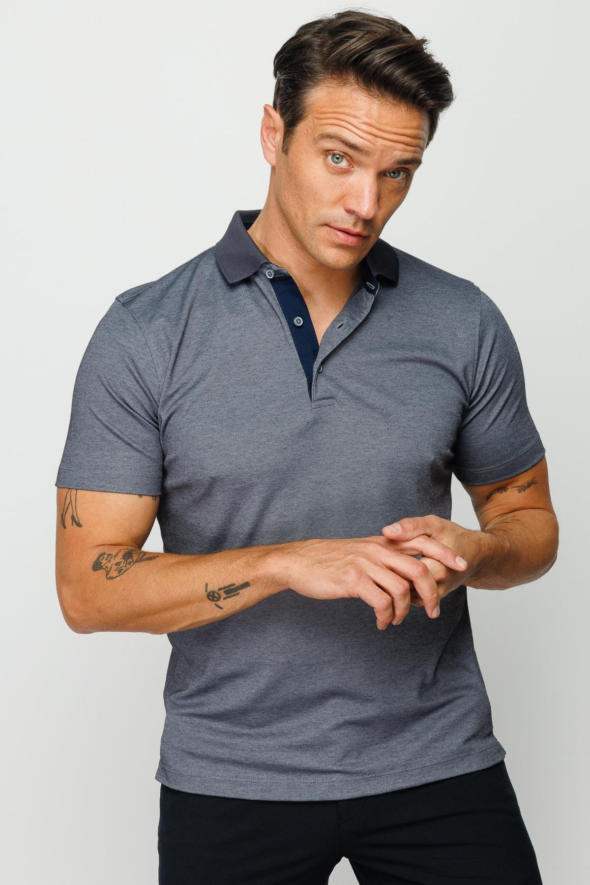 301Erkek Polo Yaka T-shirt Füme