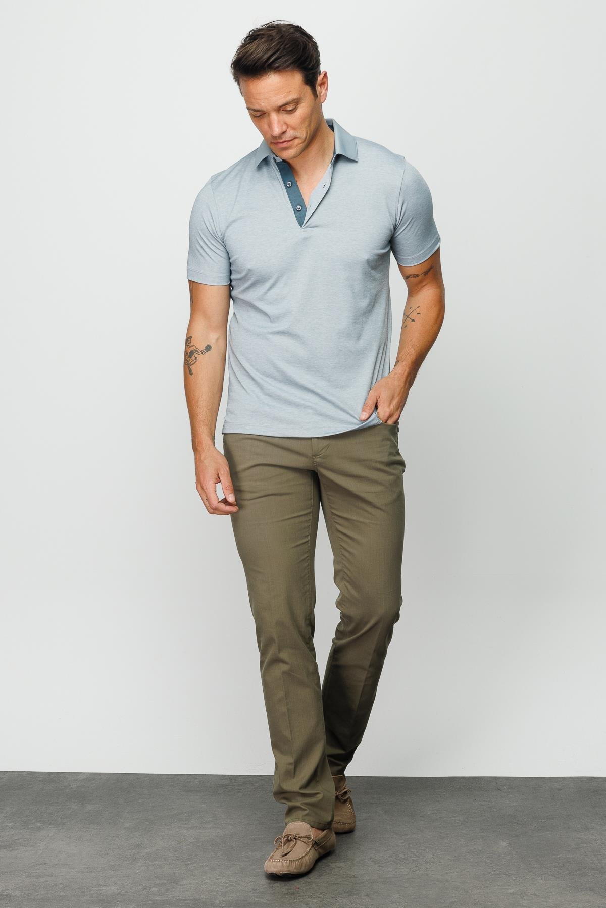 301Erkek Polo Yaka T-shirt Gri