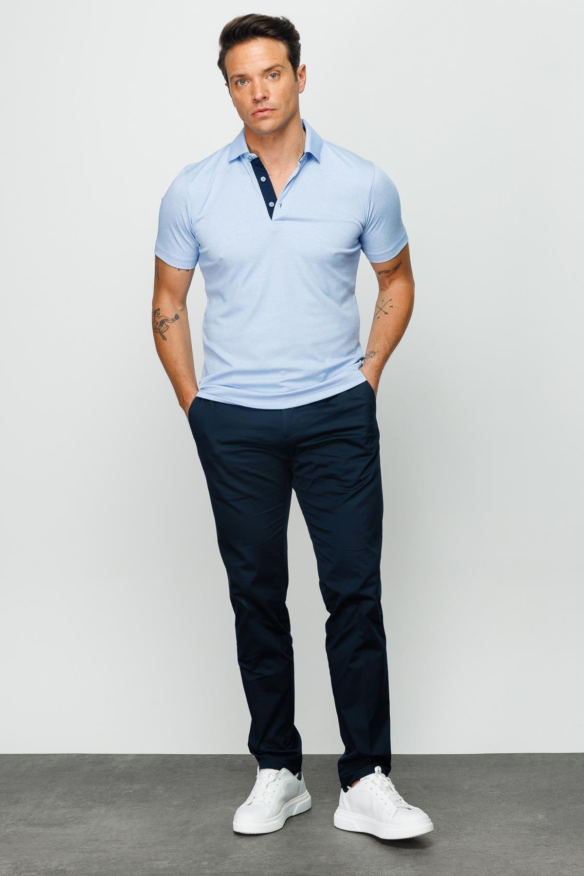 301Erkek Polo Yaka T-shirt Mavi