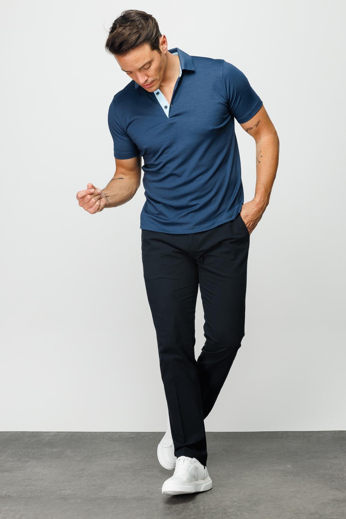 301Erkek Polo Yaka T-shirt Petrol