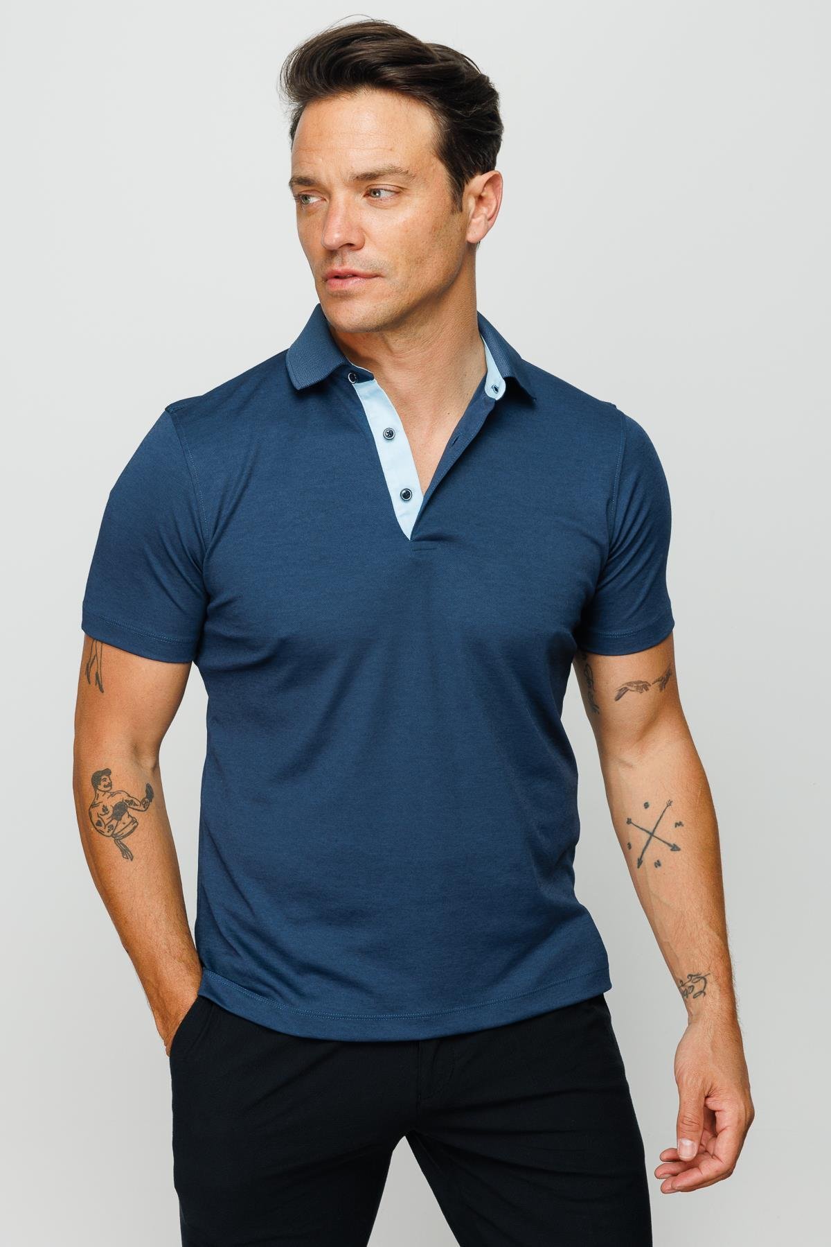 301Erkek Polo Yaka T-shirt Petrol