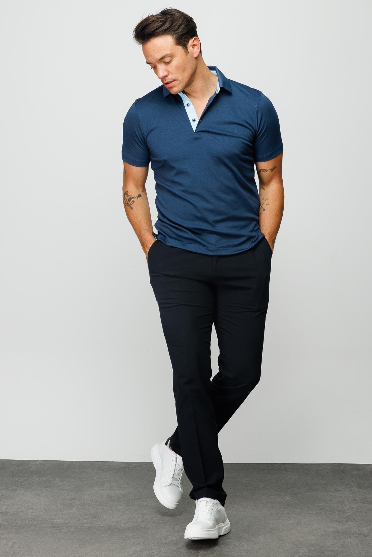 301Erkek Polo Yaka T-shirt Petrol