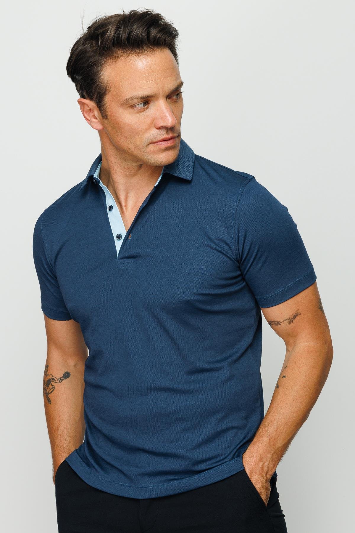 301Erkek Polo Yaka T-shirt Petrol