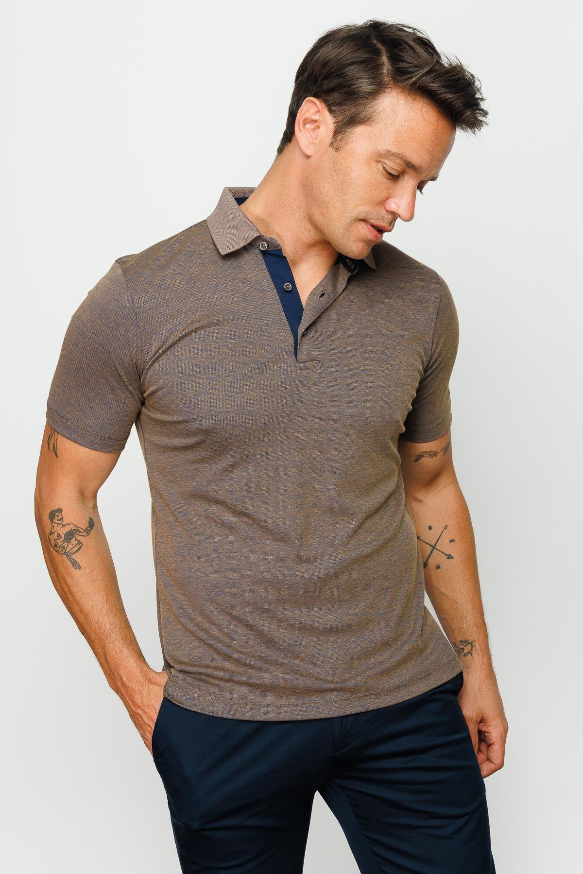 301Erkek Polo Yaka T-shirt S.Kahve