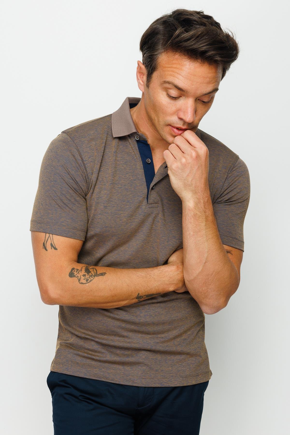 301Erkek Polo Yaka T-shirt S.Kahve