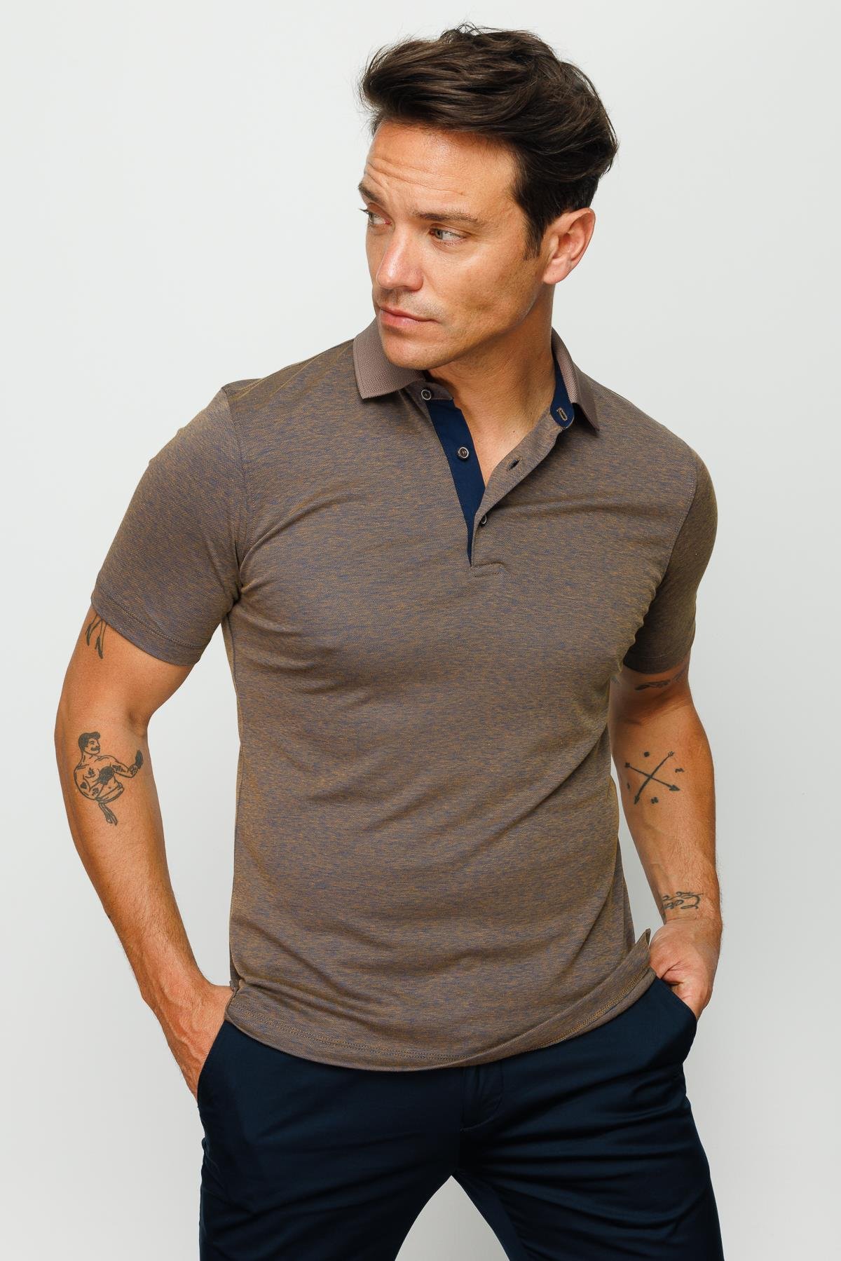 301Erkek Polo Yaka T-shirt S.Kahve