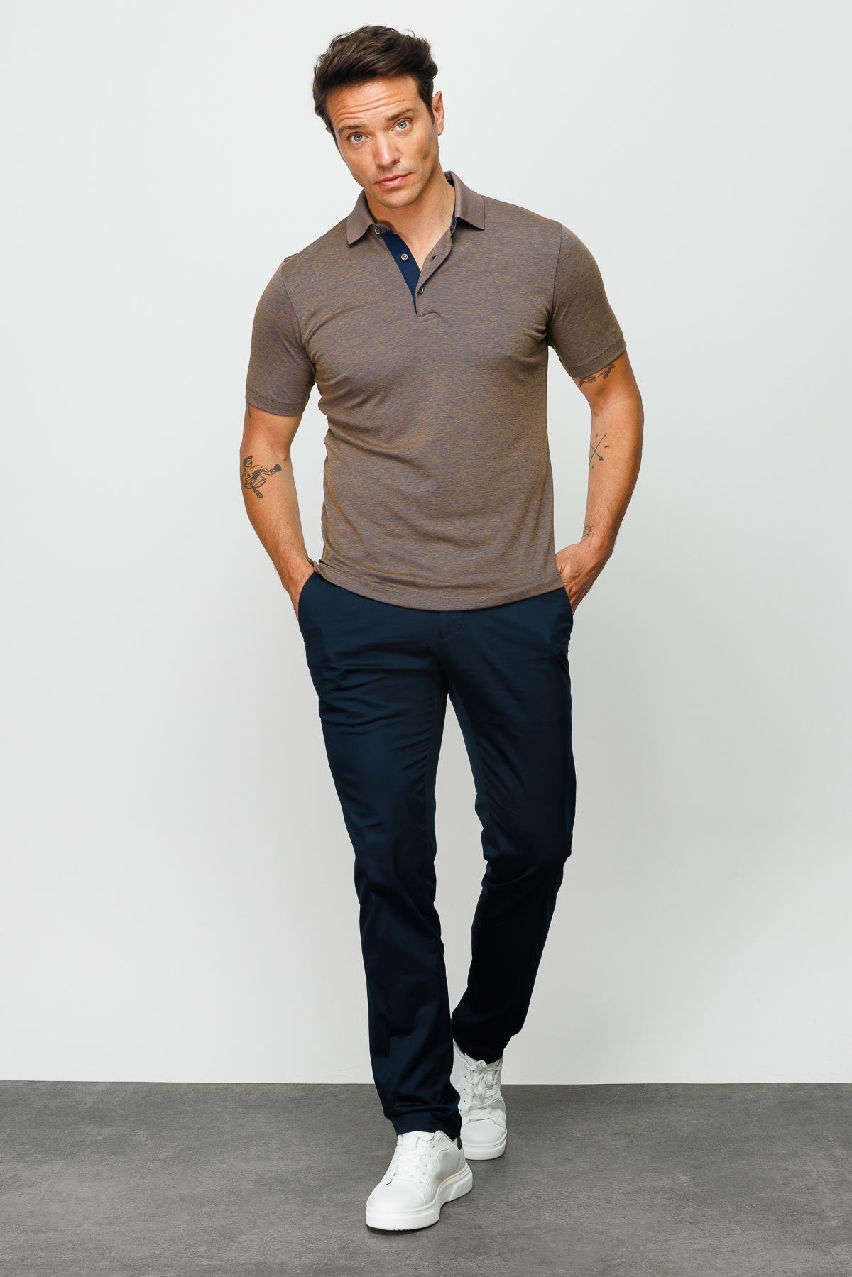 301Erkek Polo Yaka T-shirt S.Kahve