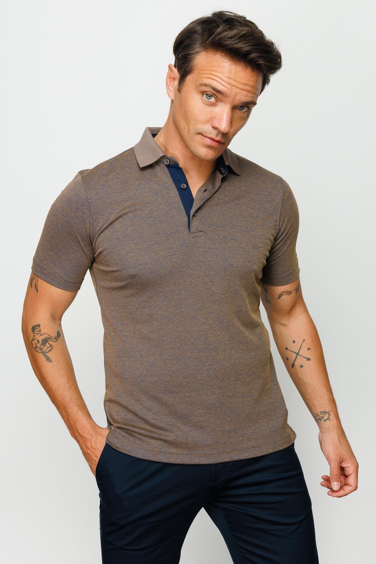 301Erkek Polo Yaka T-shirt S.Kahve