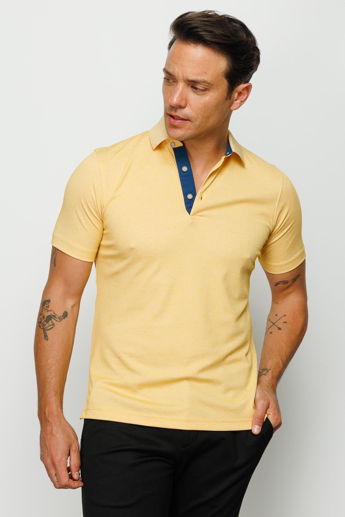 301Erkek Polo Yaka T-shirt Sarı