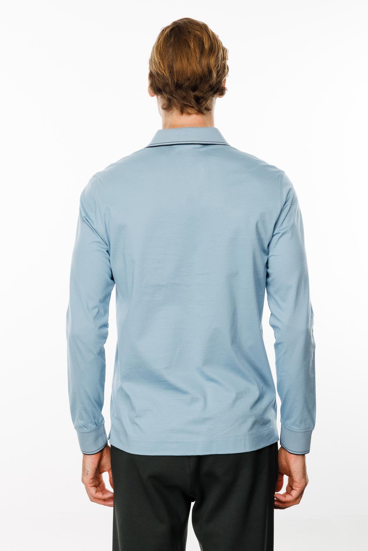 MTA 13Erkek Polo Yaka Uzun Kollu Sweatshirt Mavi