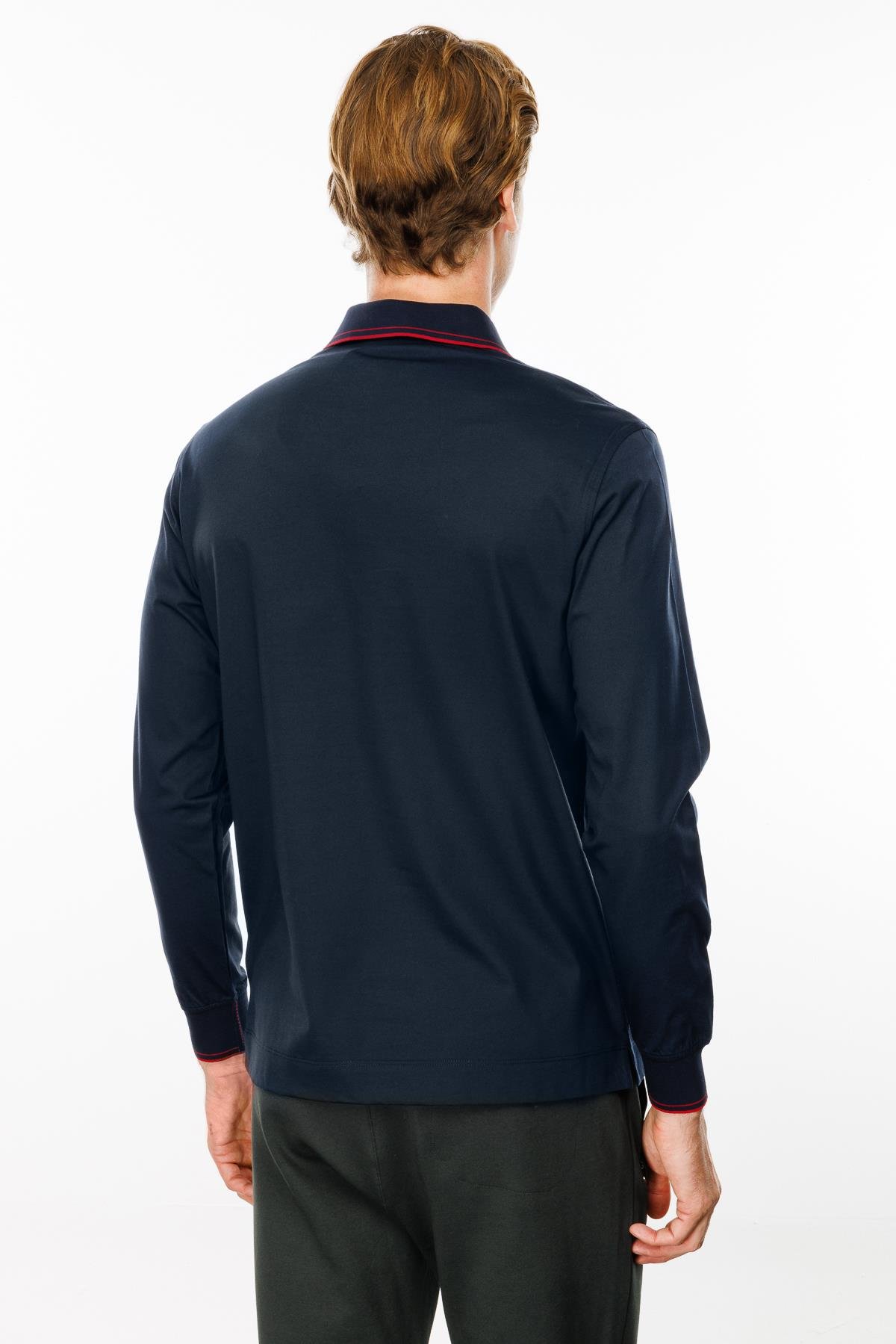 MTA 13Erkek Polo Yaka Uzun Kollu Sweatshirt Lacivert