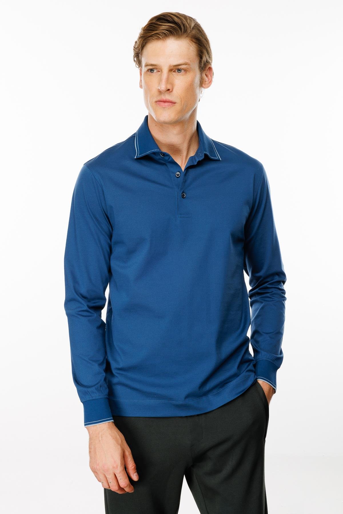 MTA 13Erkek Polo Yaka Uzun Kollu Sweatshirt Parlement