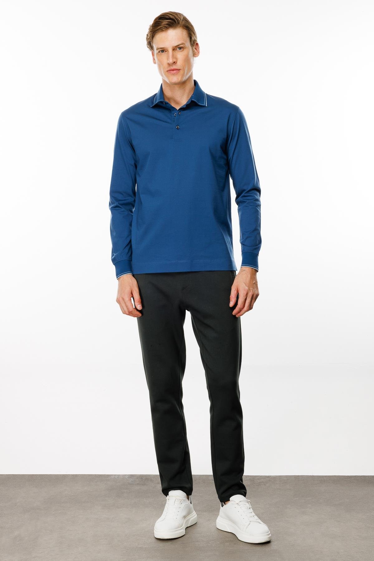 MTA 13Erkek Polo Yaka Uzun Kollu Sweatshirt Parlement