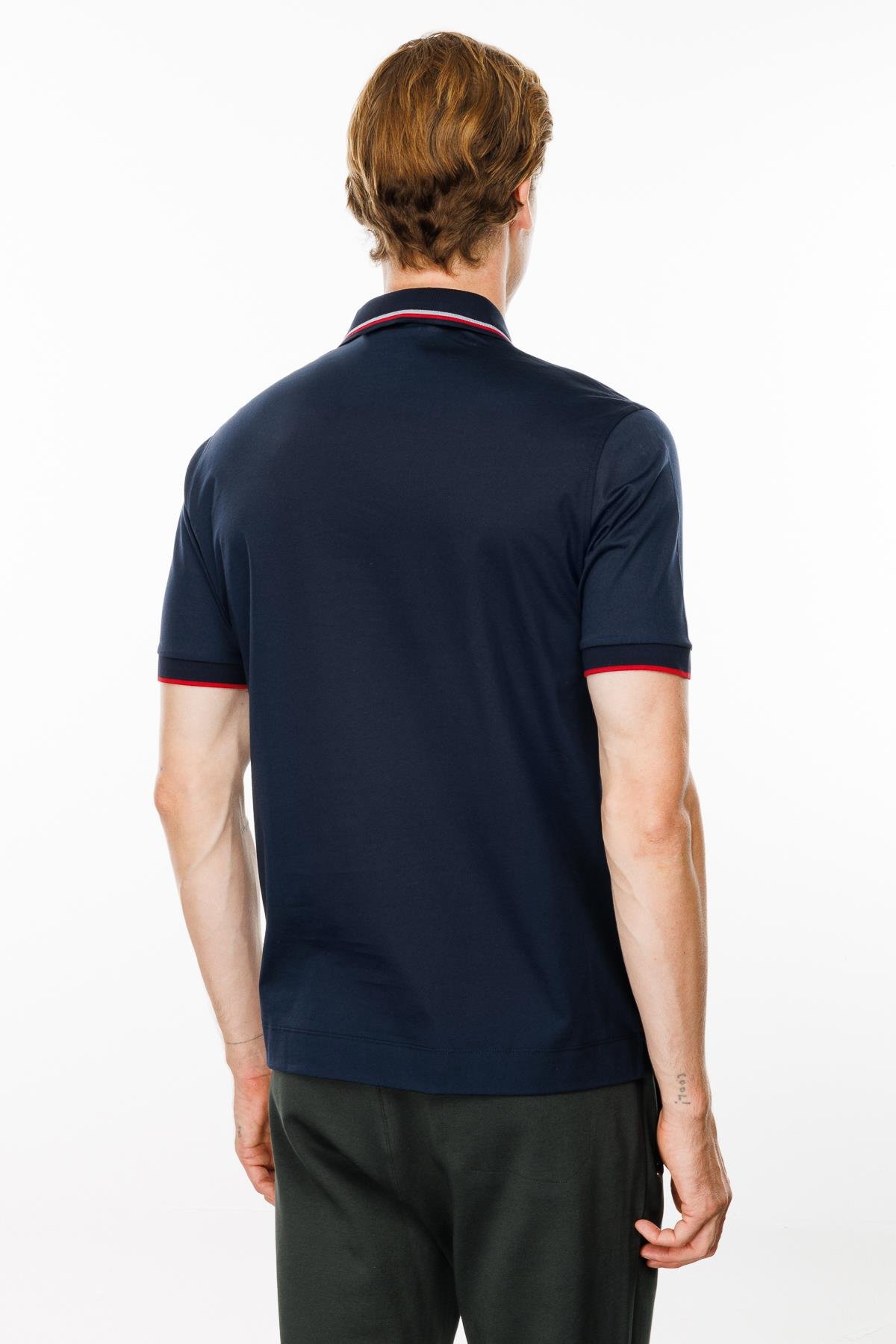 MTA 20Erkek Polo Yaka Yakası Çizgili T-shirt Lacivert