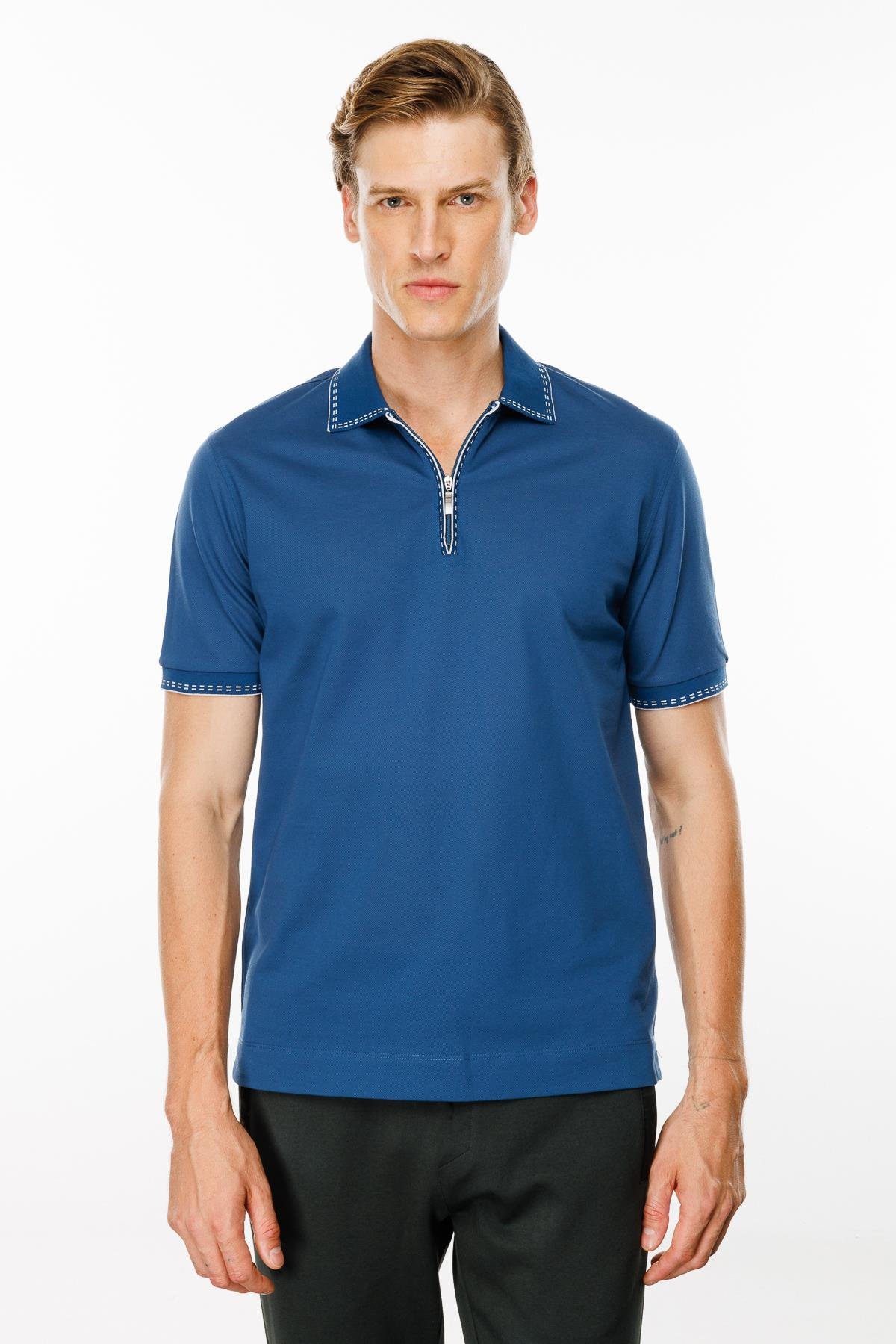 MTA 02Erkek Polo Yaka Yakası Fermuarlı T-shirt Parlement