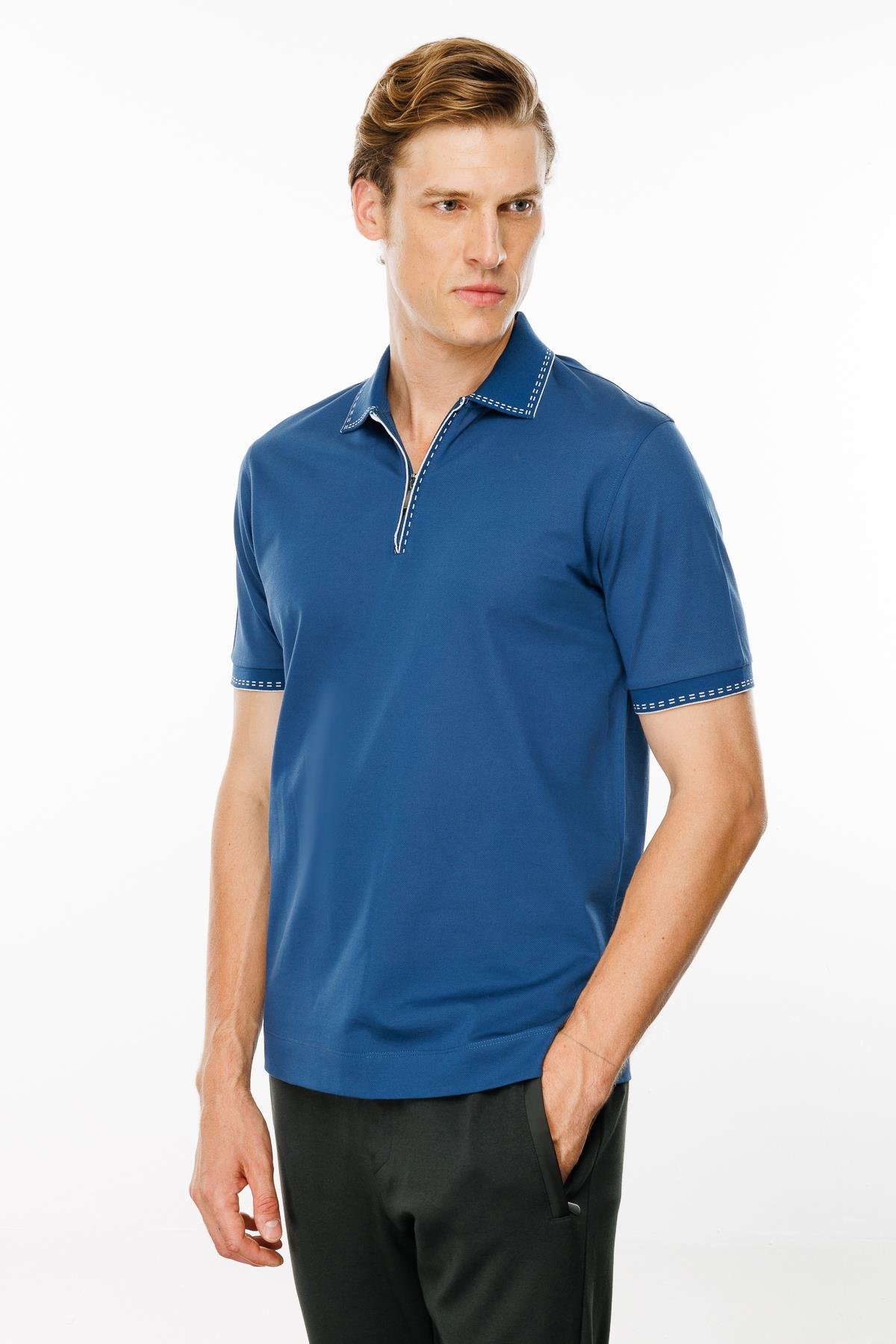 MTA 02Erkek Polo Yaka Yakası Fermuarlı T-shirt Parlement