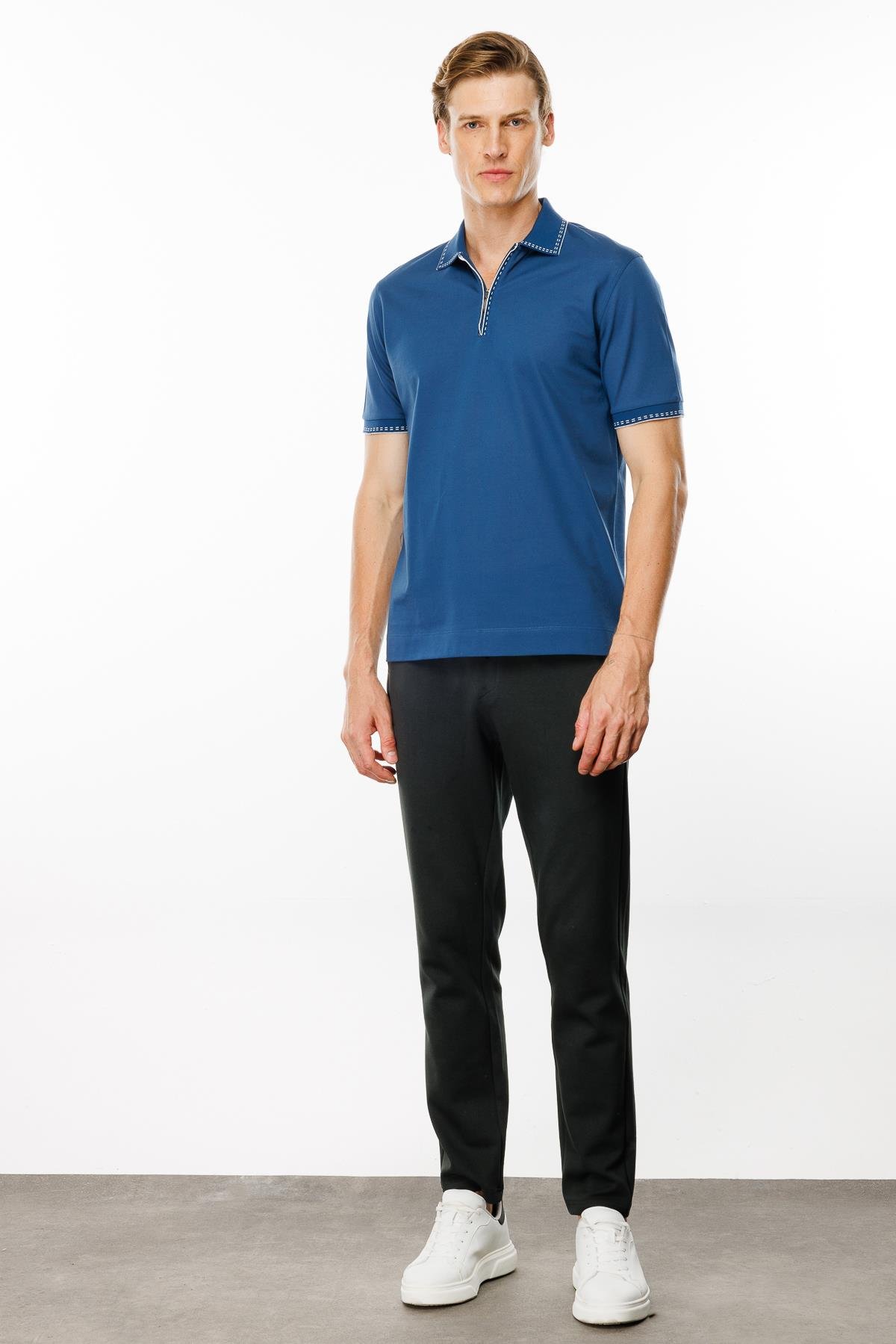 MTA 02Erkek Polo Yaka Yakası Fermuarlı T-shirt Parlement