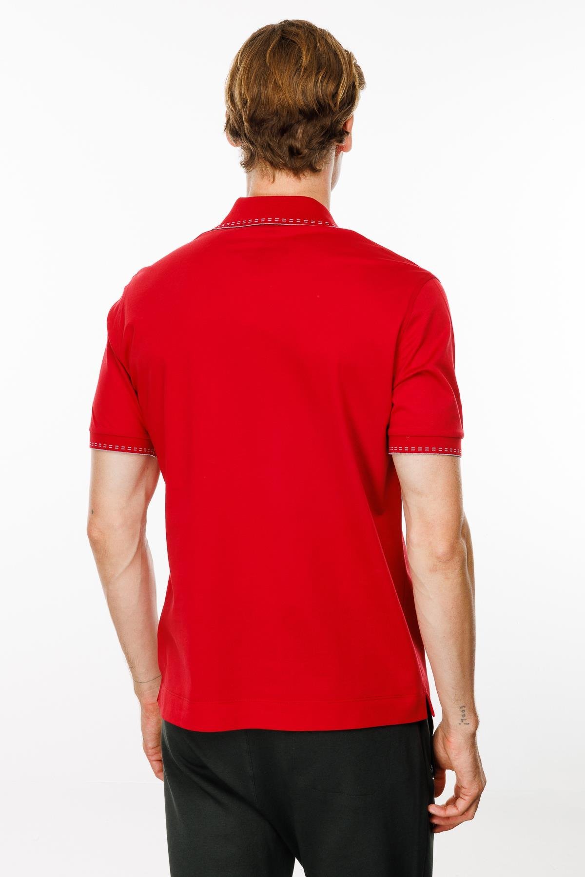 MTA 02Erkek Polo Yaka Yakası Fermuarlı T-shirt Kırmızı