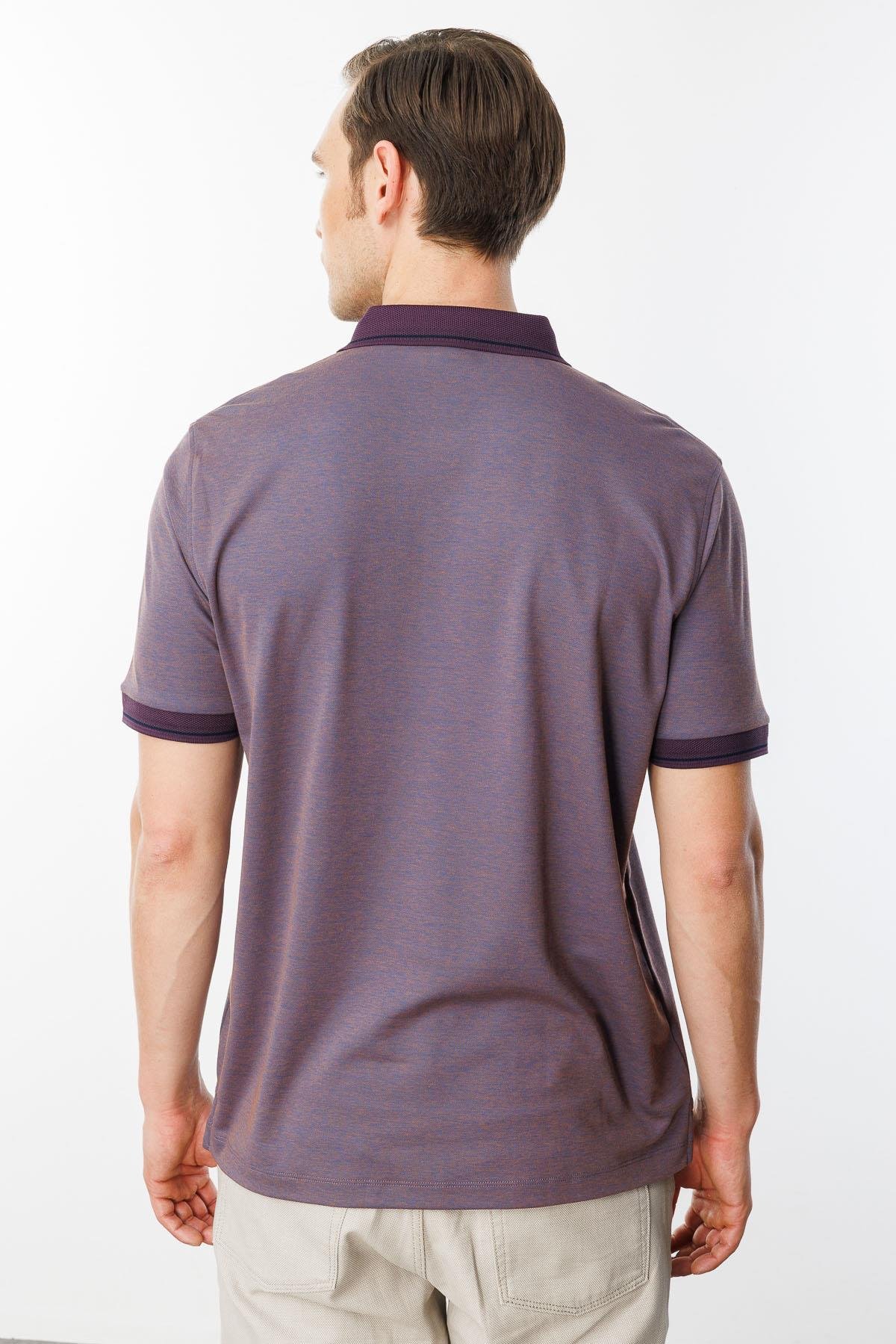 501Erkek Polo Yaka Yakası ve Kolu Triko T-shirt Kahve