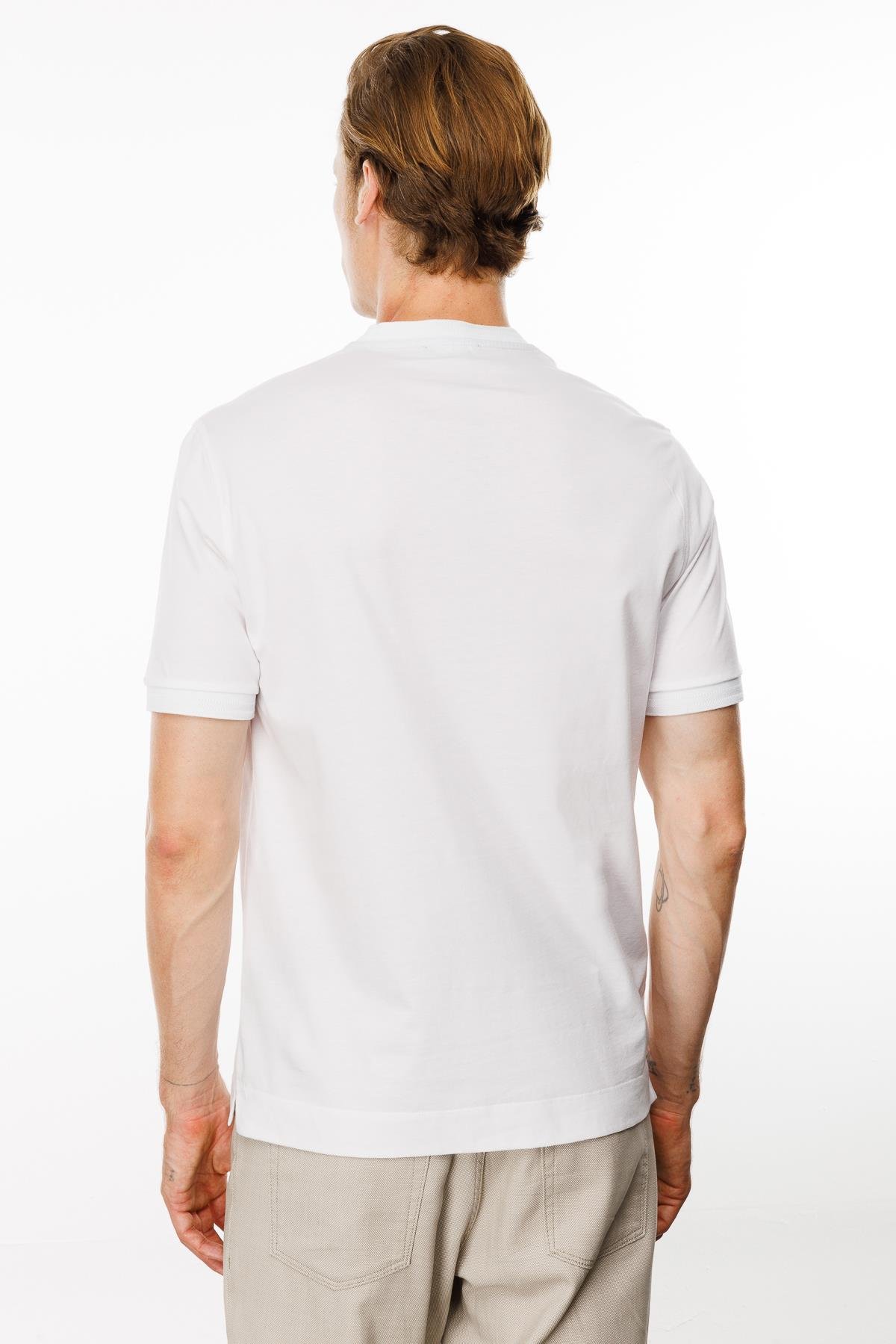 MTA 09Erkek Sıfır Yaka Basic Pamuklu T-shirt Beyaz