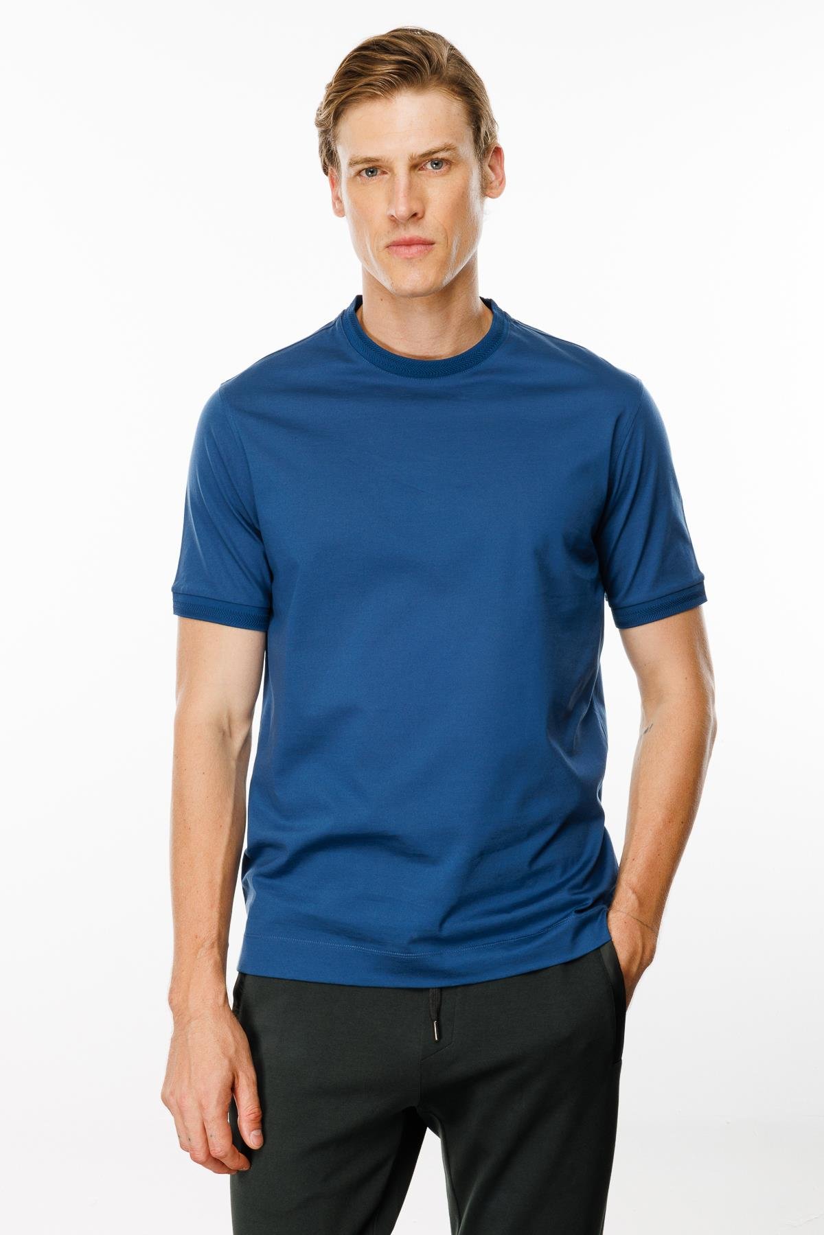 MTA 09Erkek Sıfır Yaka Basic Pamuklu T-shirt Parlement