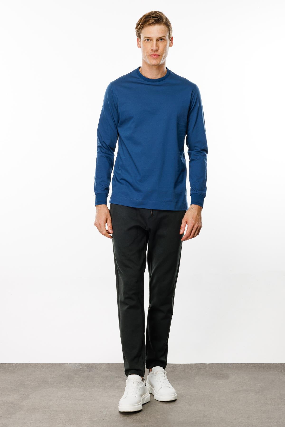 MTA 10Erkek Sıfır Yaka Basic Uzun Kollu Pamuklu T-shirt Parlement