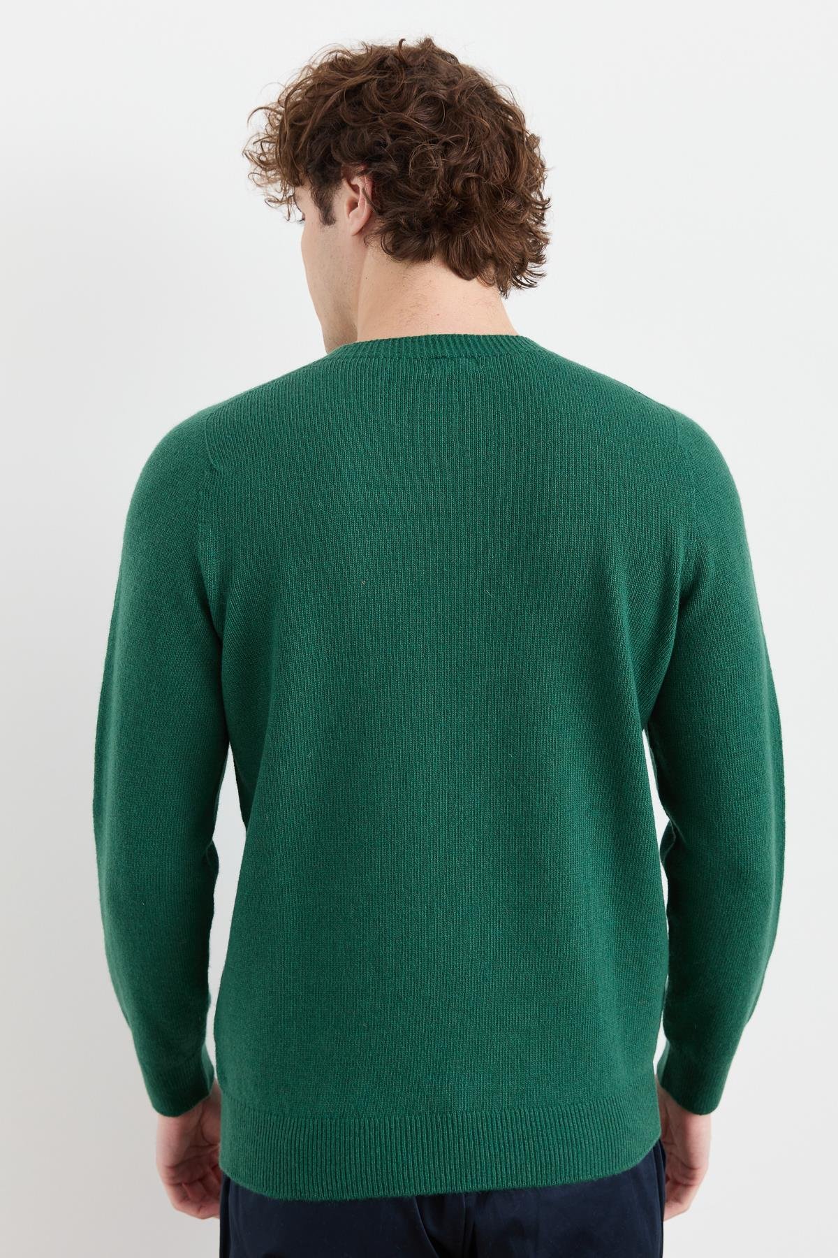 23525Erkek Sıfır Yaka Basic Yün Kazak Ö.Başı