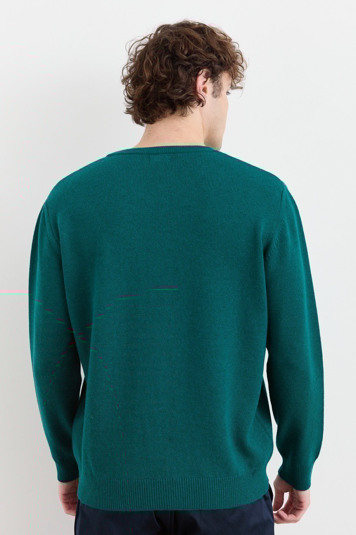 22581Erkek Sıfır Yaka Klasik Yün Kazak K.Ö.başı