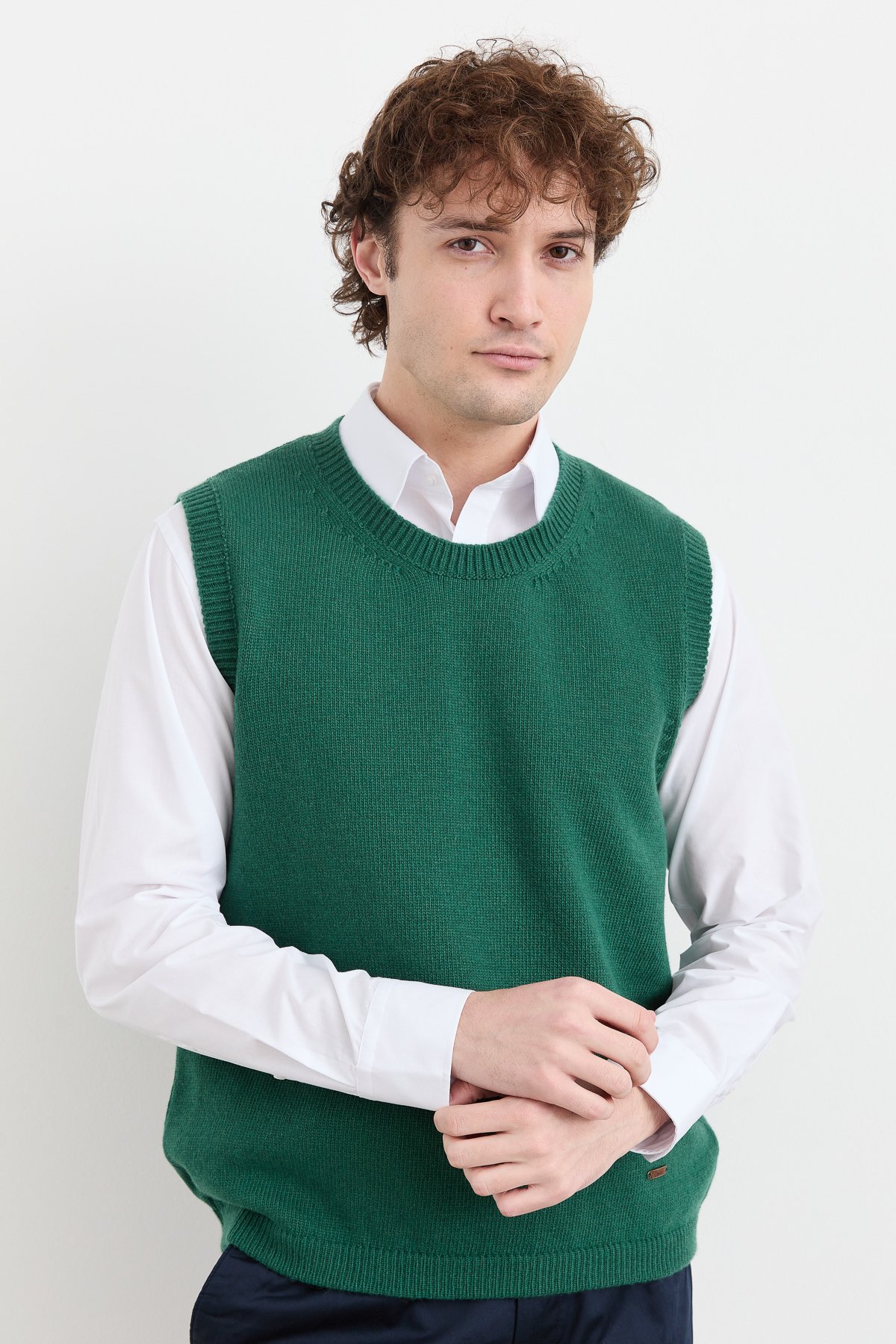 23503Erkek Sıfır Yaka Klasik Yün Süveter Ö.Başı