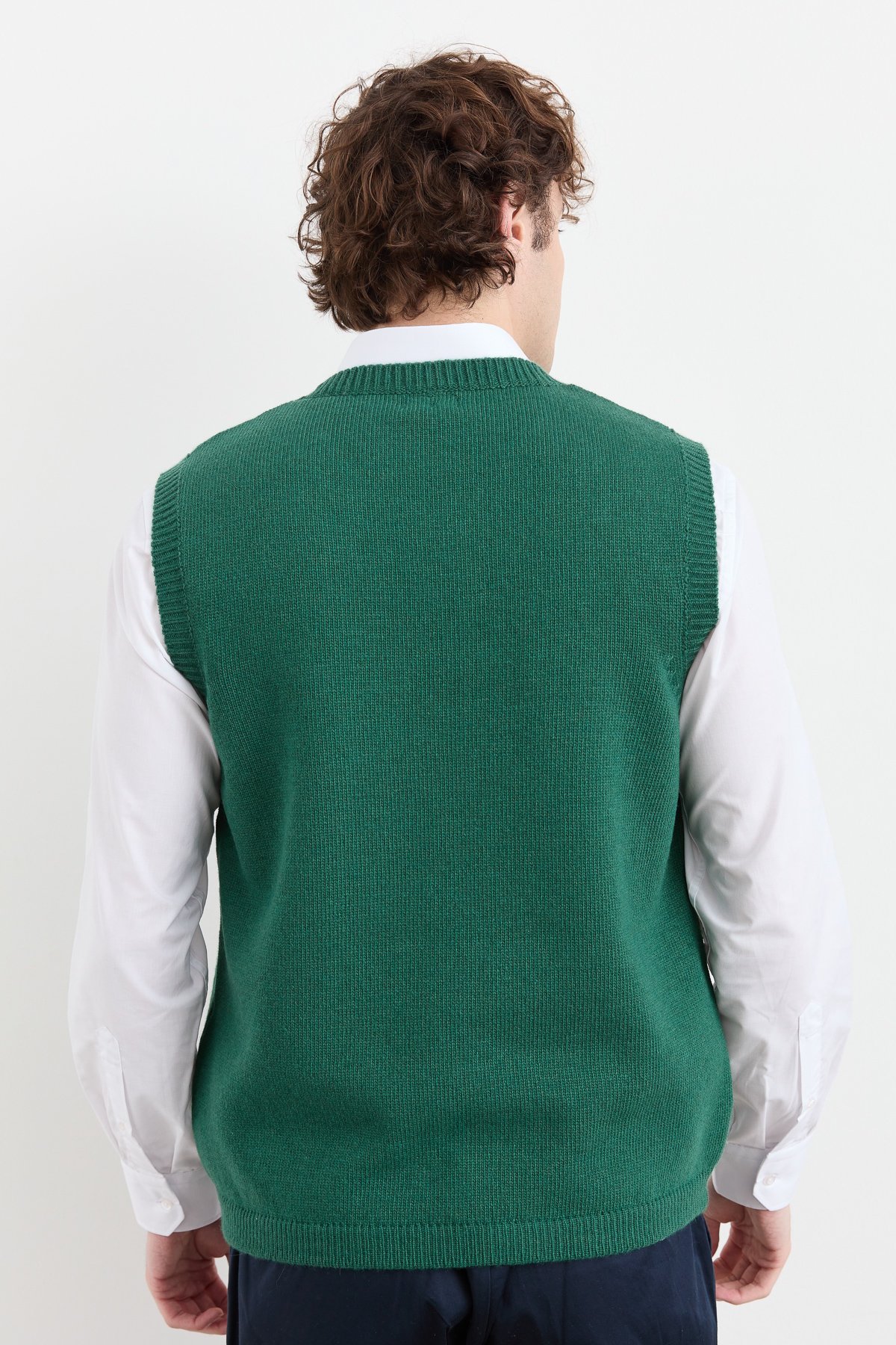 23503Erkek Sıfır Yaka Klasik Yün Süveter Ö.Başı