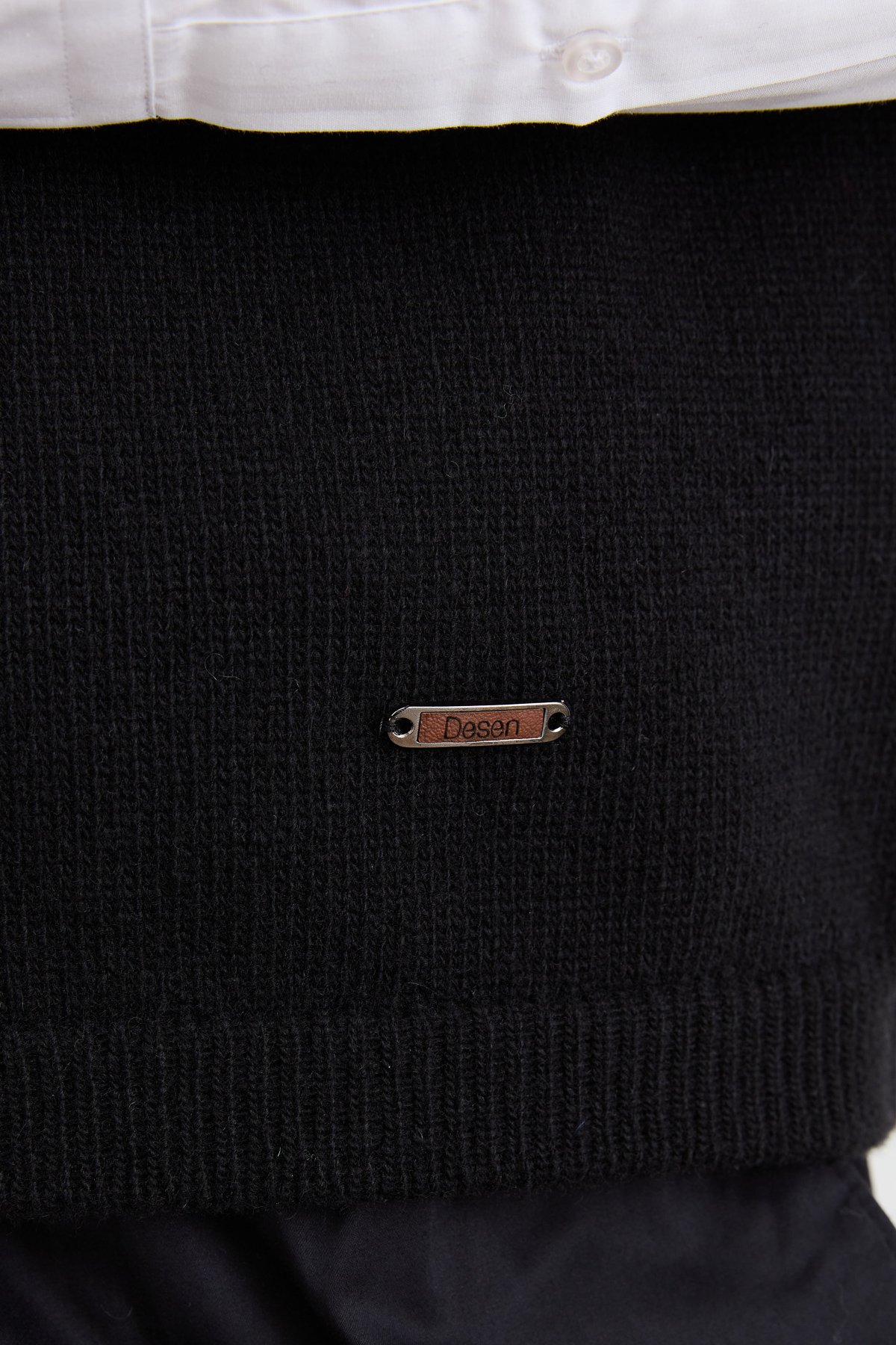 23503Erkek Sıfır Yaka Klasik Yün Süveter Siyah