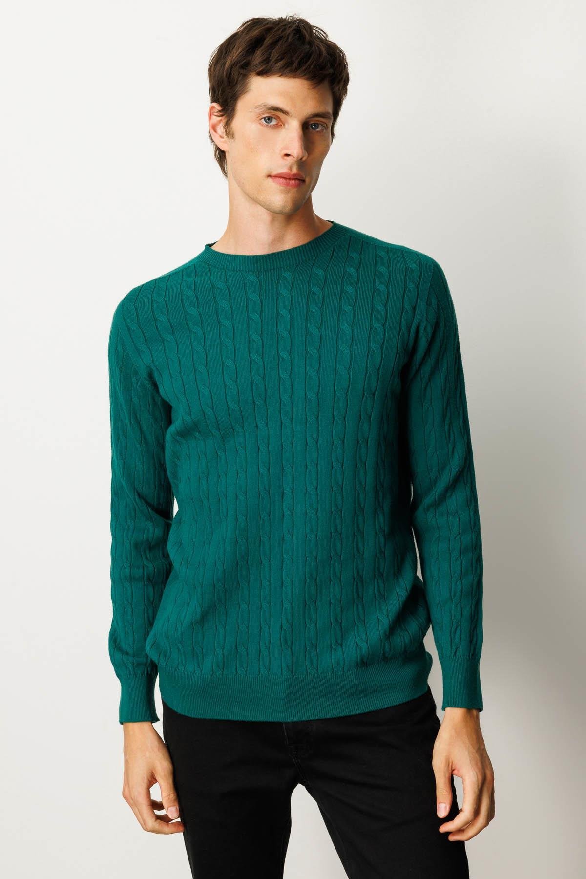 25500Erkek Sıfır Yaka Saç Örgülü Kazak Ö.Başı