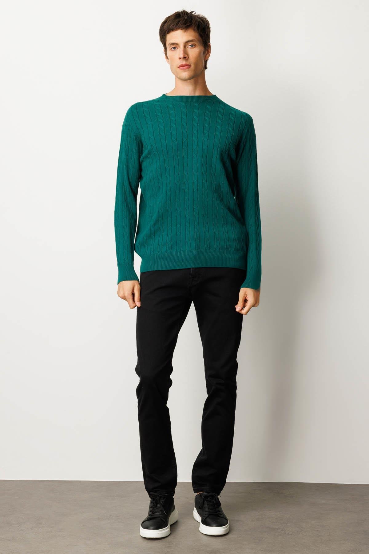 25500Erkek Sıfır Yaka Saç Örgülü Kazak Ö.Başı