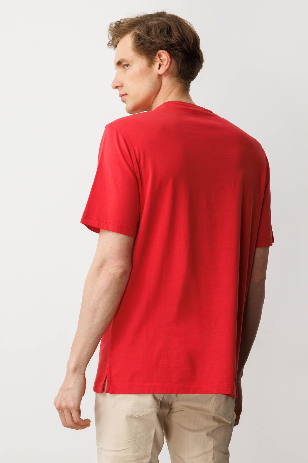 25725Erkek Sıfır Yaka T-shirt A.Kırmızı