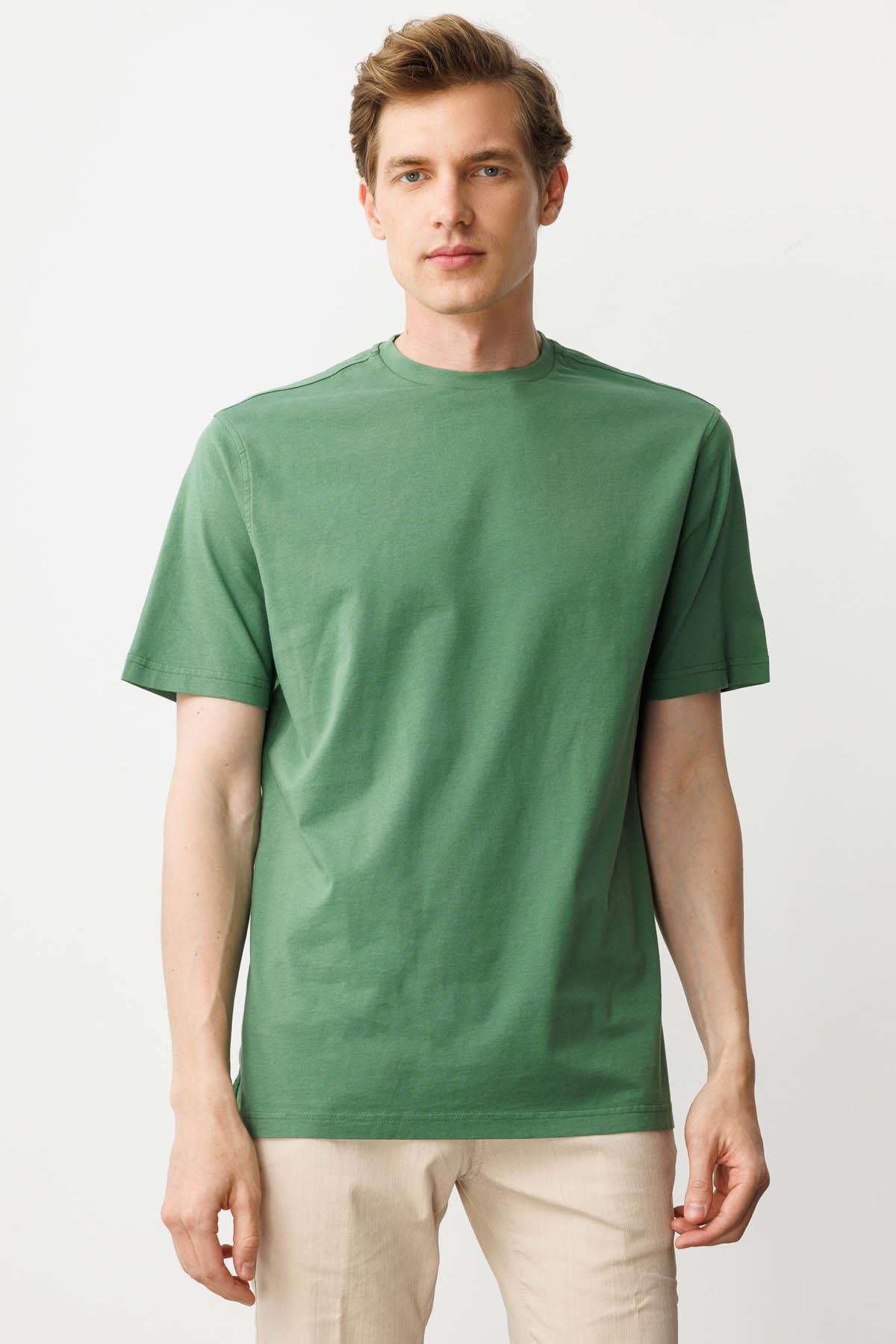 25725Erkek Sıfır Yaka T-shirt A.Yeşil