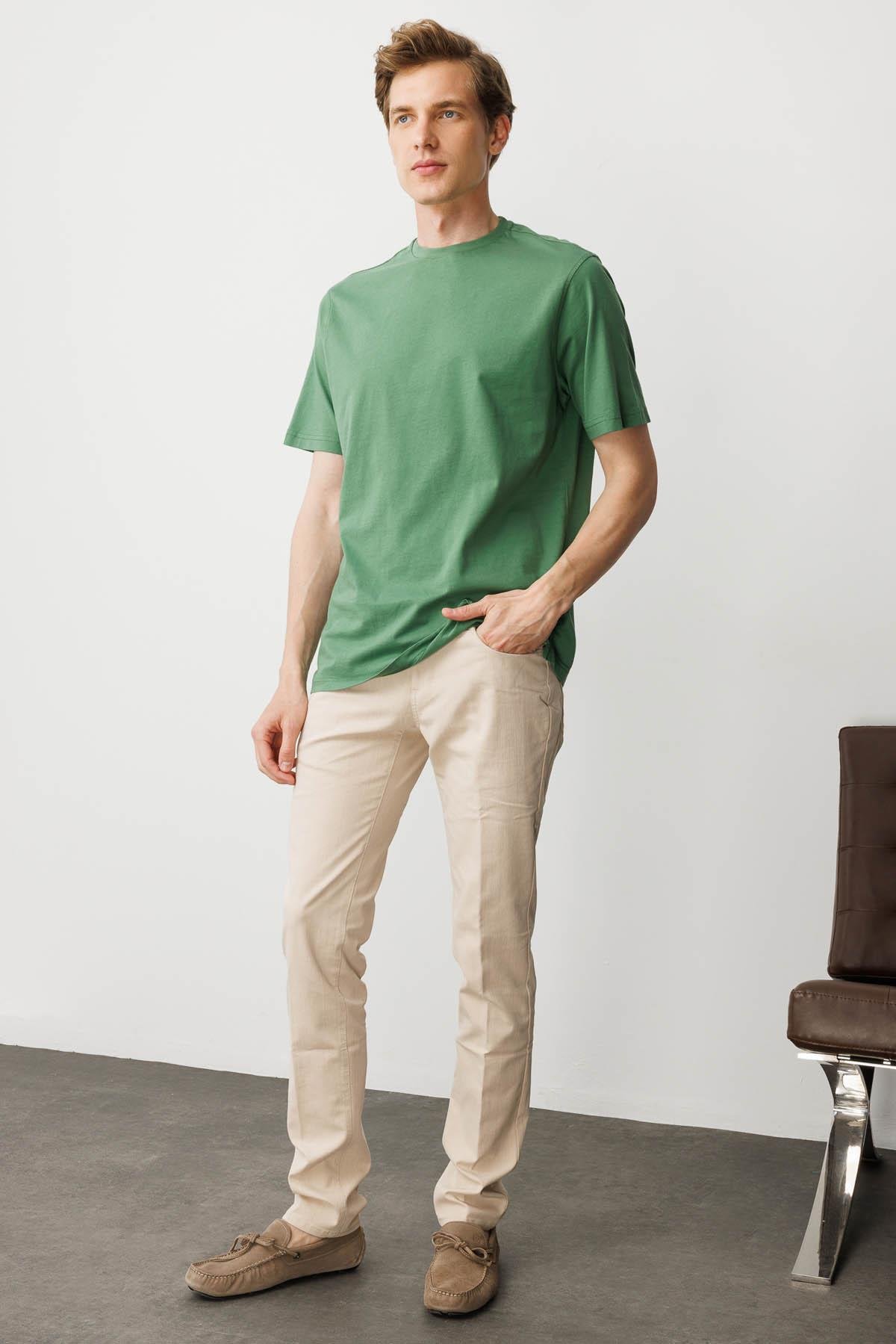 25725Erkek Sıfır Yaka T-shirt A.Yeşil