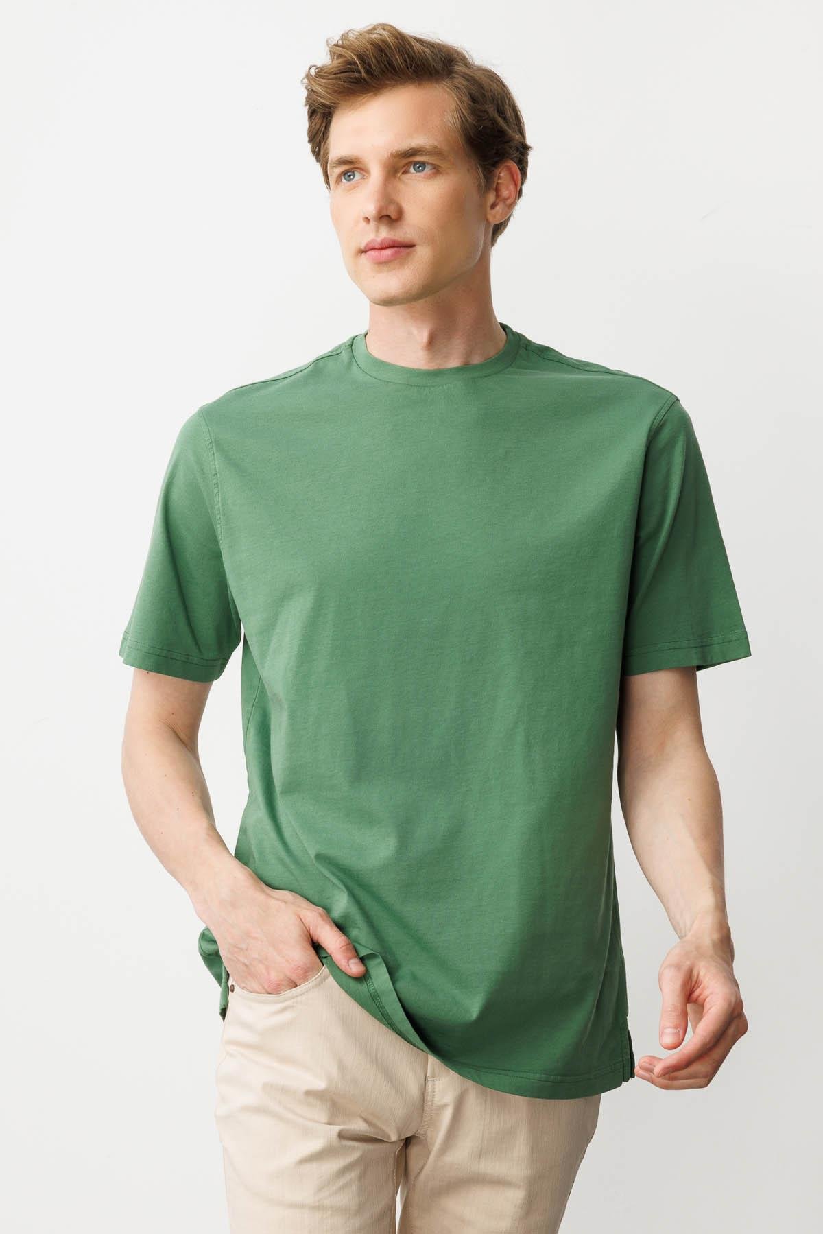 25725Erkek Sıfır Yaka T-shirt A.Yeşil