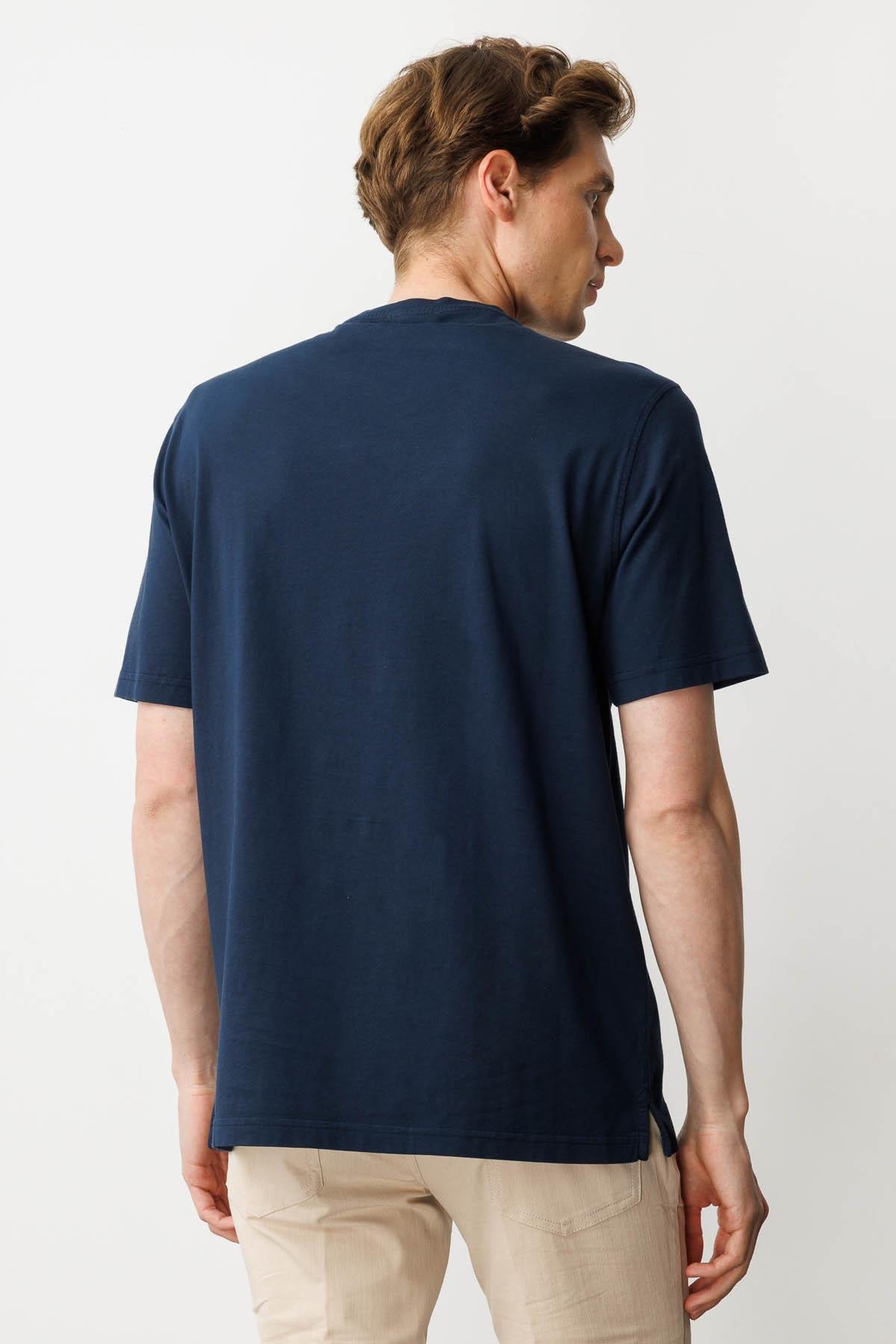 25725Erkek Sıfır Yaka T-shirt Lacivert