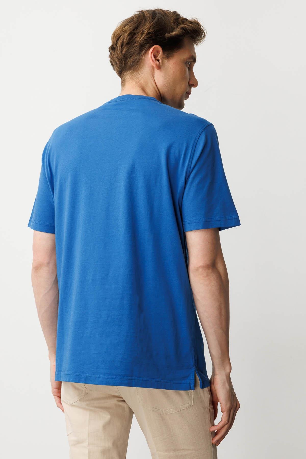 25725Erkek Sıfır Yaka T-shirt Saks