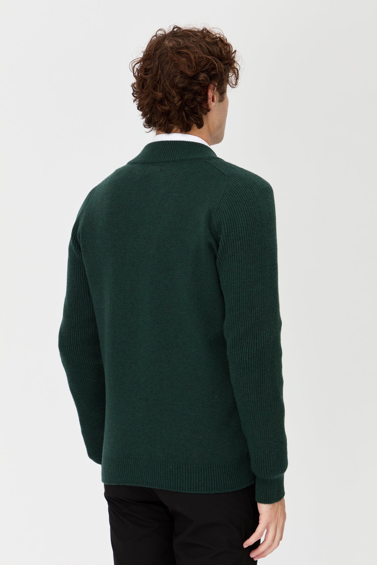 22591Erkek Triko Yün Ceket Yeşil