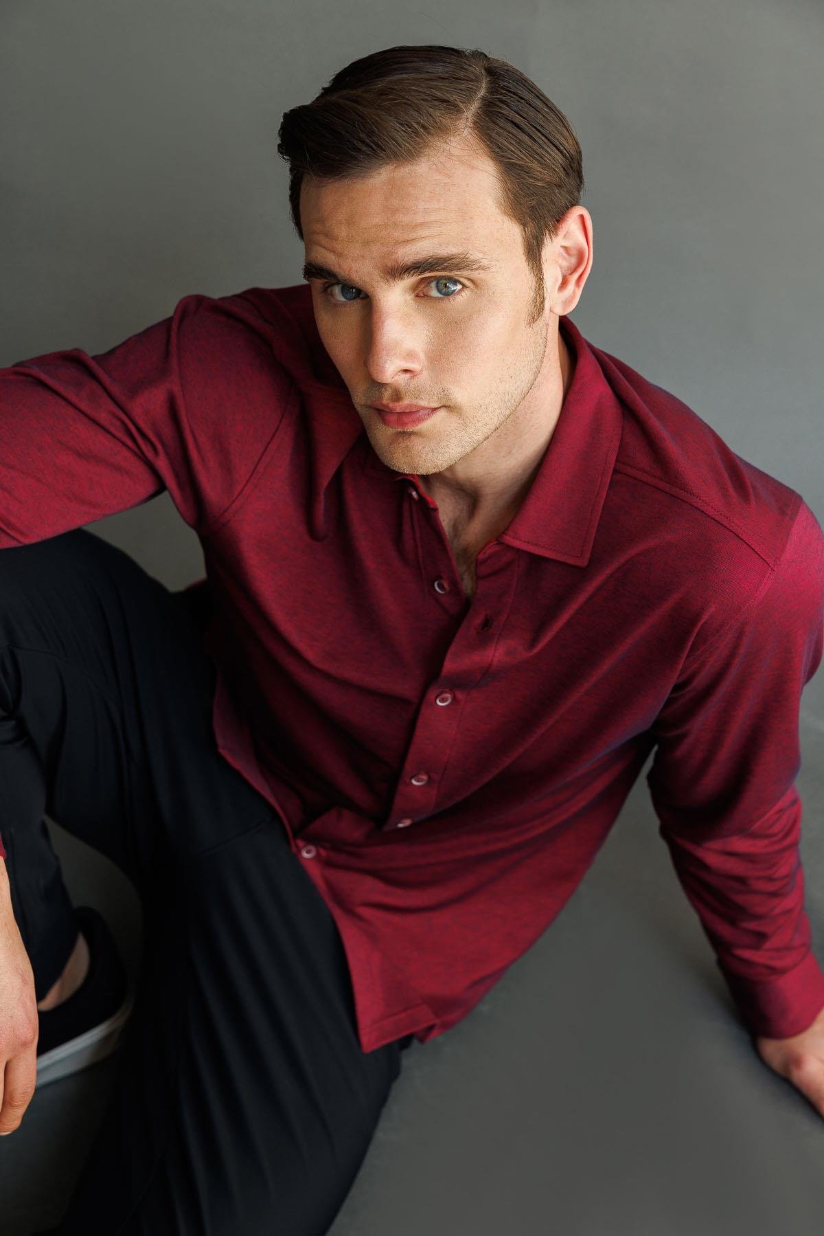 950Erkek Uzun Kol Manşetli Gömlek Bordo