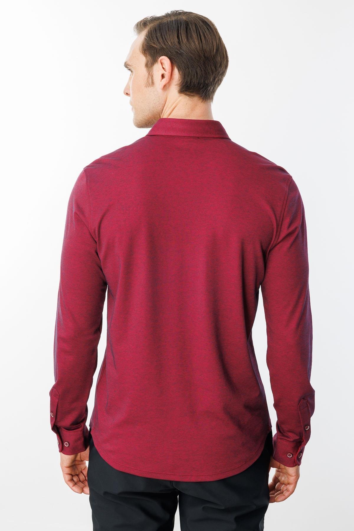 950Erkek Uzun Kol Manşetli Gömlek Bordo