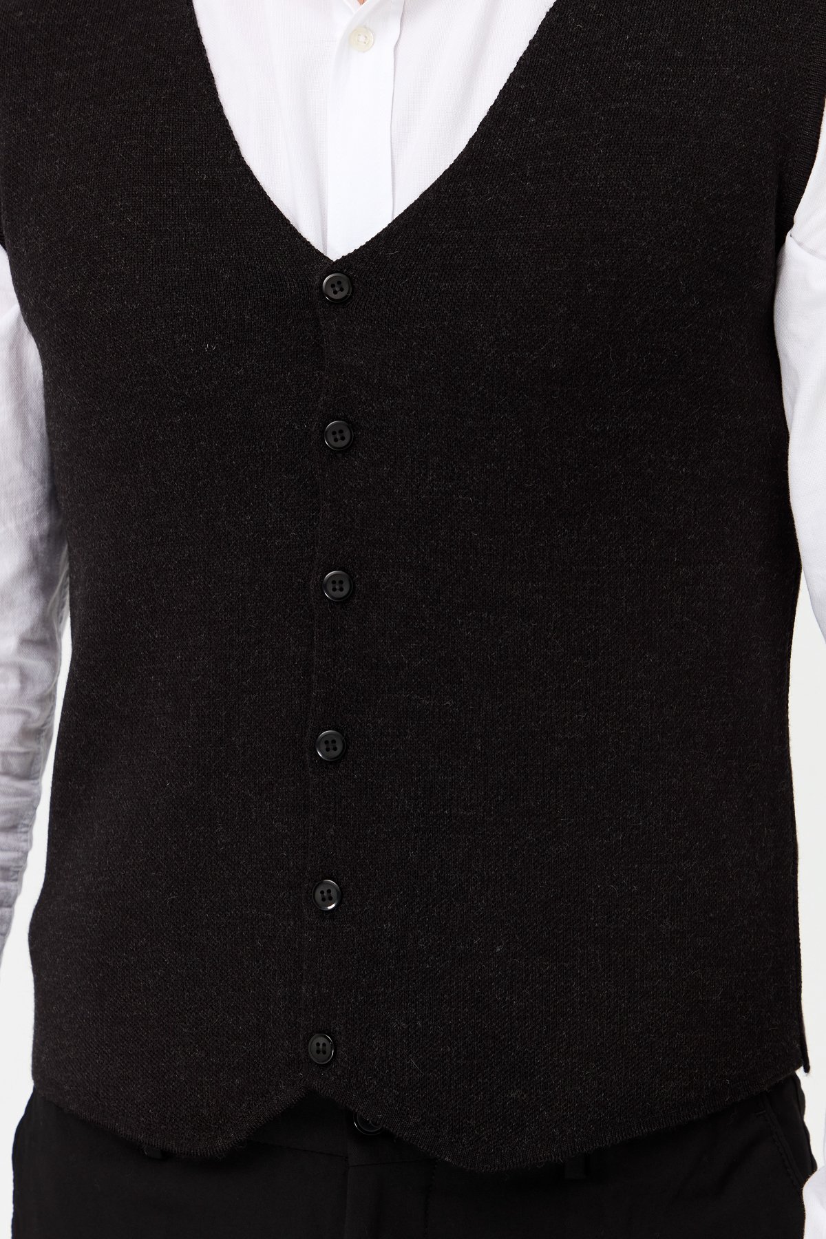 23559Erkek V Yaka İnce Triko Yelek Antrasit