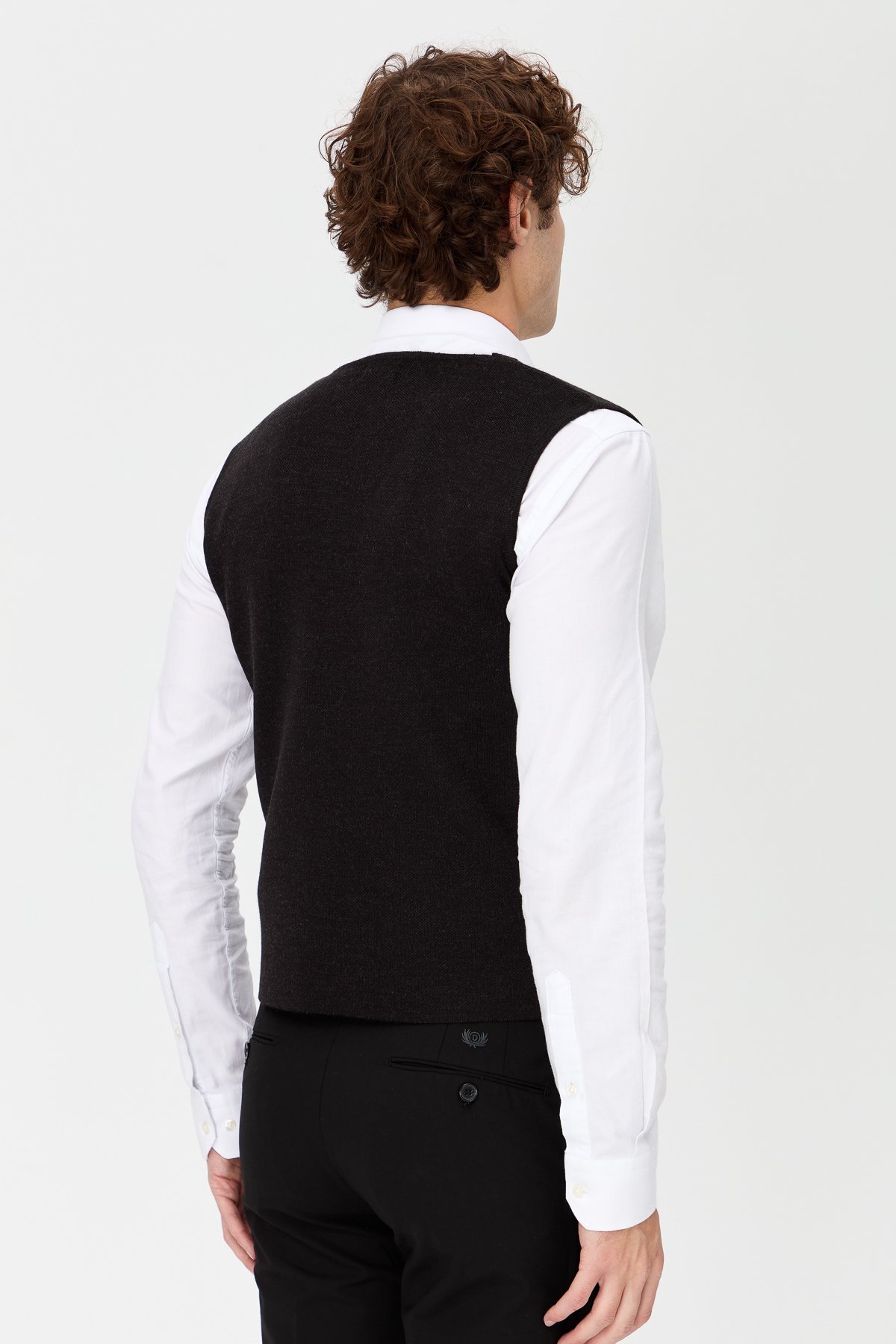 23559Erkek V Yaka İnce Triko Yelek Antrasit