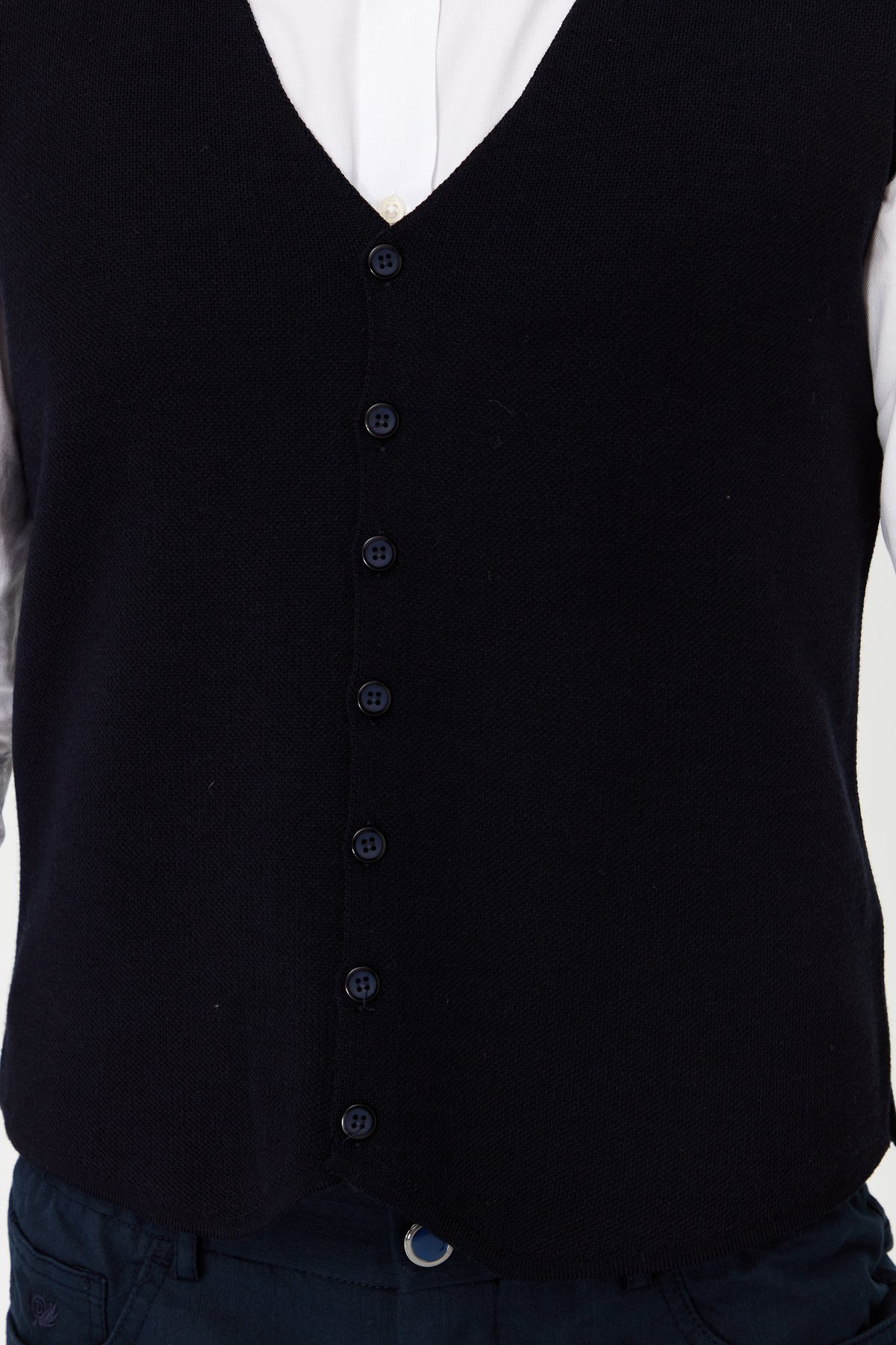 23559Erkek V Yaka İnce Triko Yelek Lacivert
