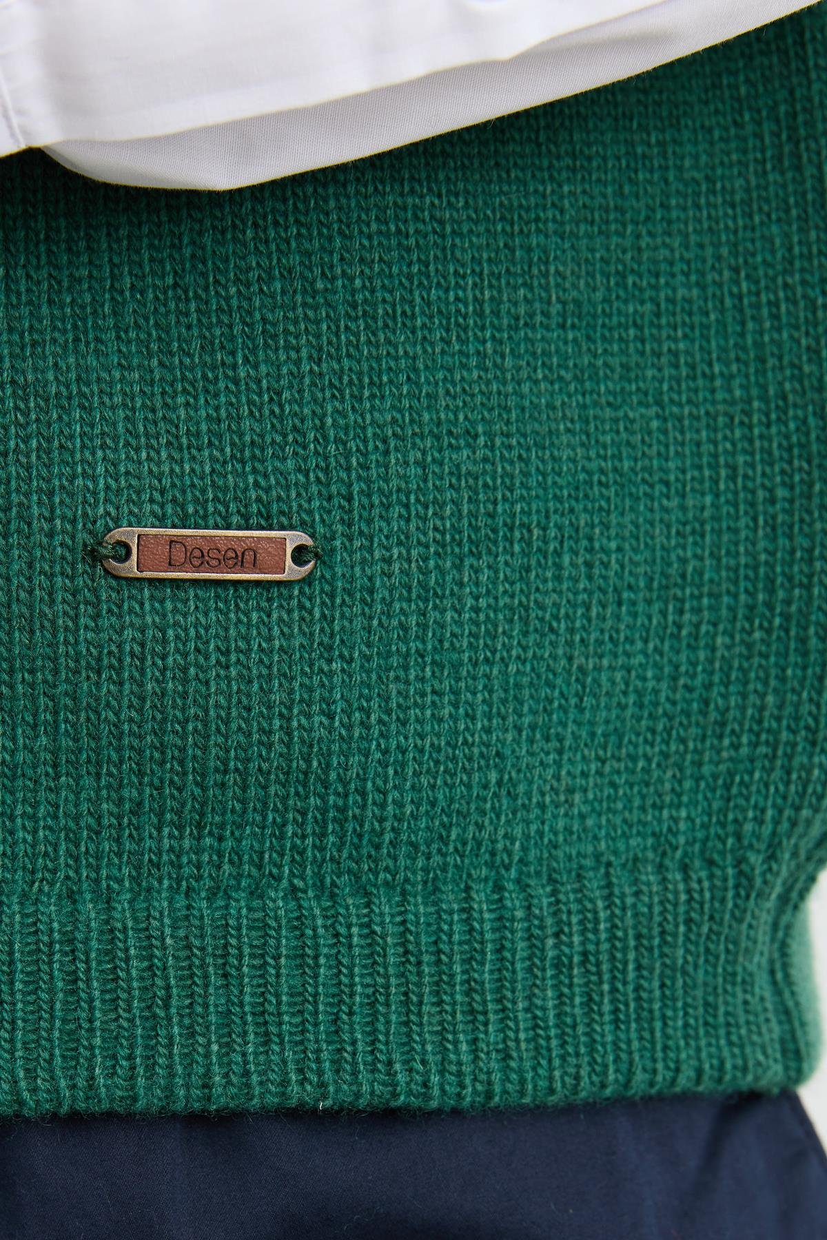 23504Erkek V Yaka Kalın Klasik Yün Süveter Ö.Başı