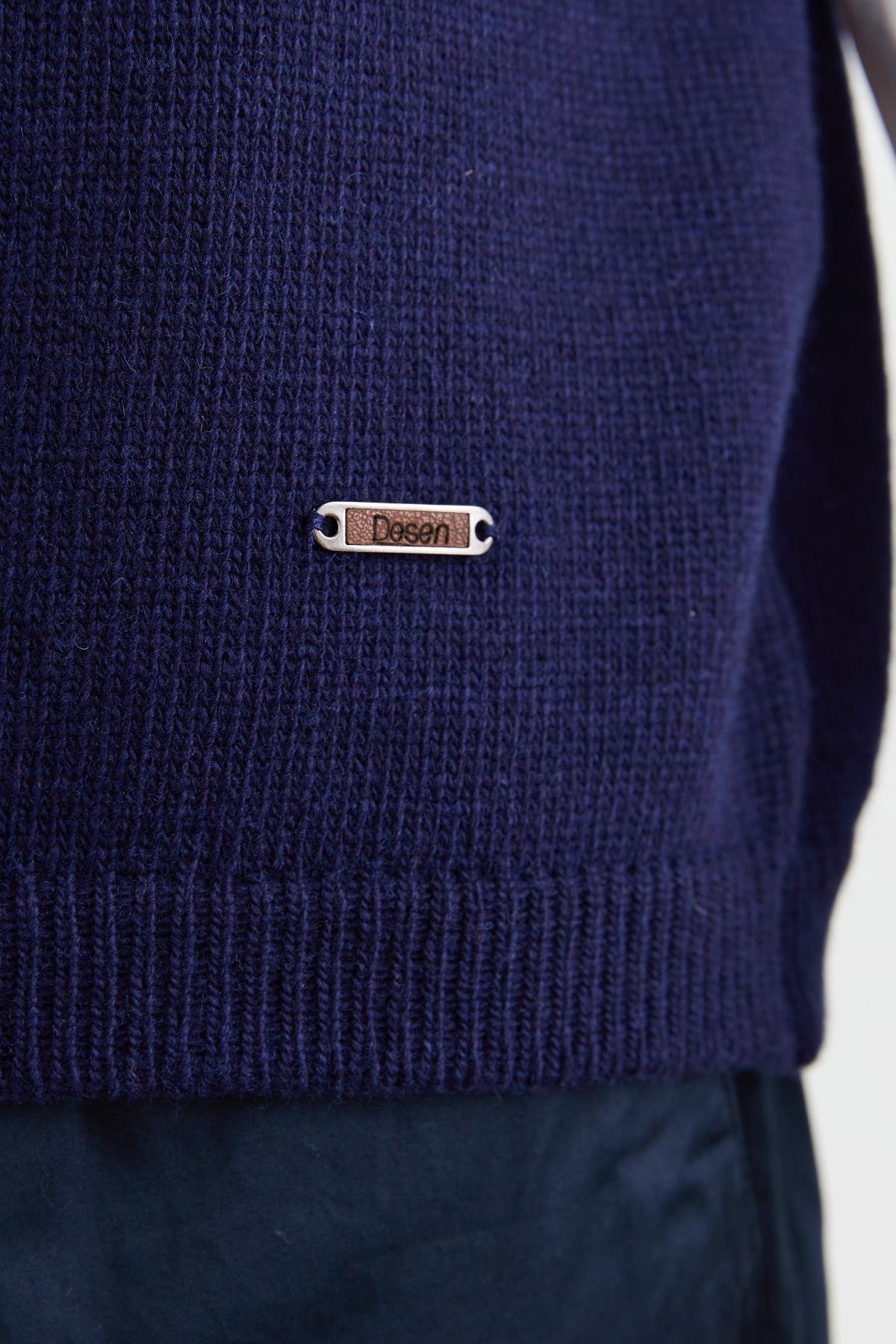 23504Erkek V Yaka Kalın Klasik Yün Süveter Y.A Lacivert