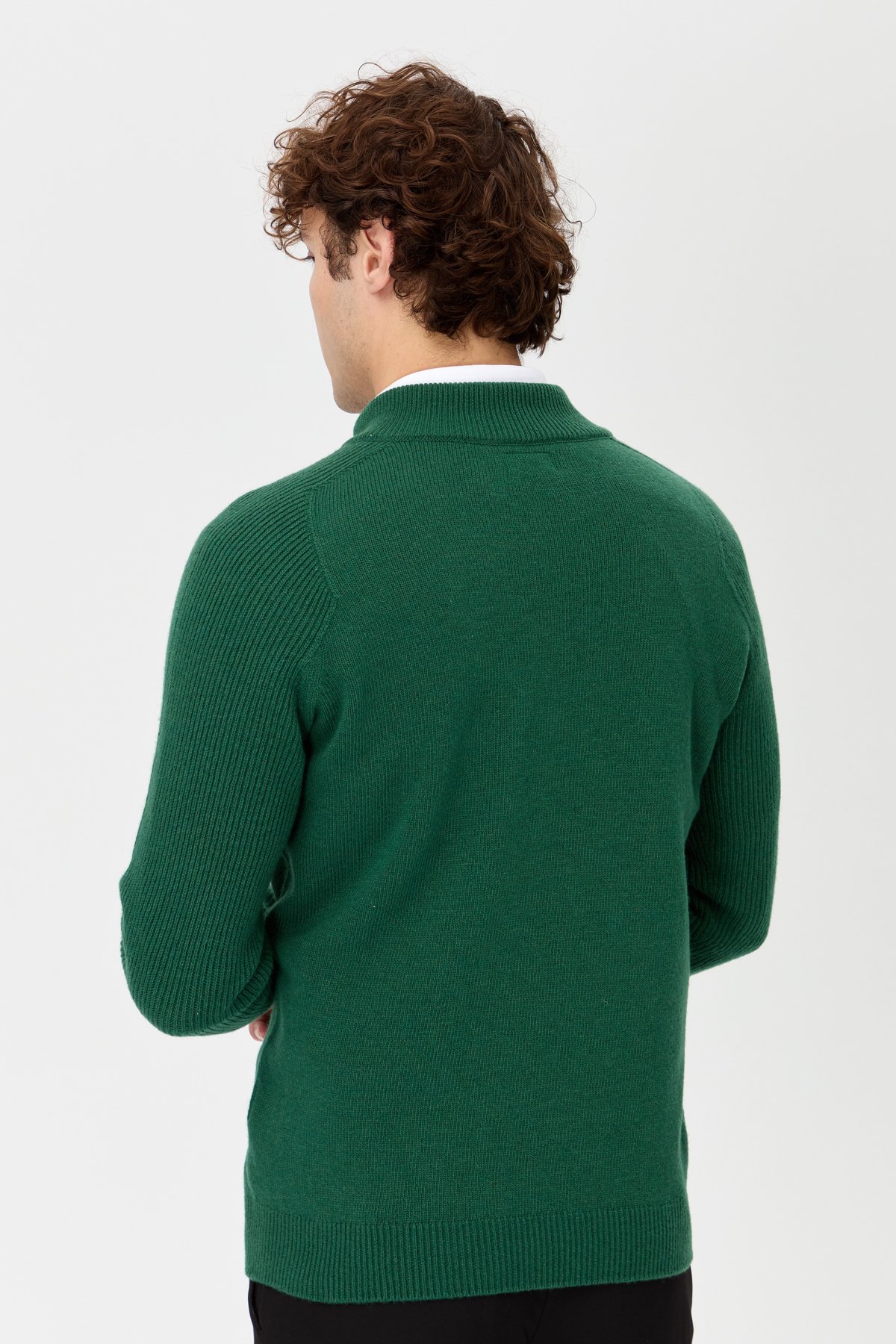 22590Erkek Yarım Balıkçı Yaka Yakası Fermuarlı Yün Kazak Ö.Başı